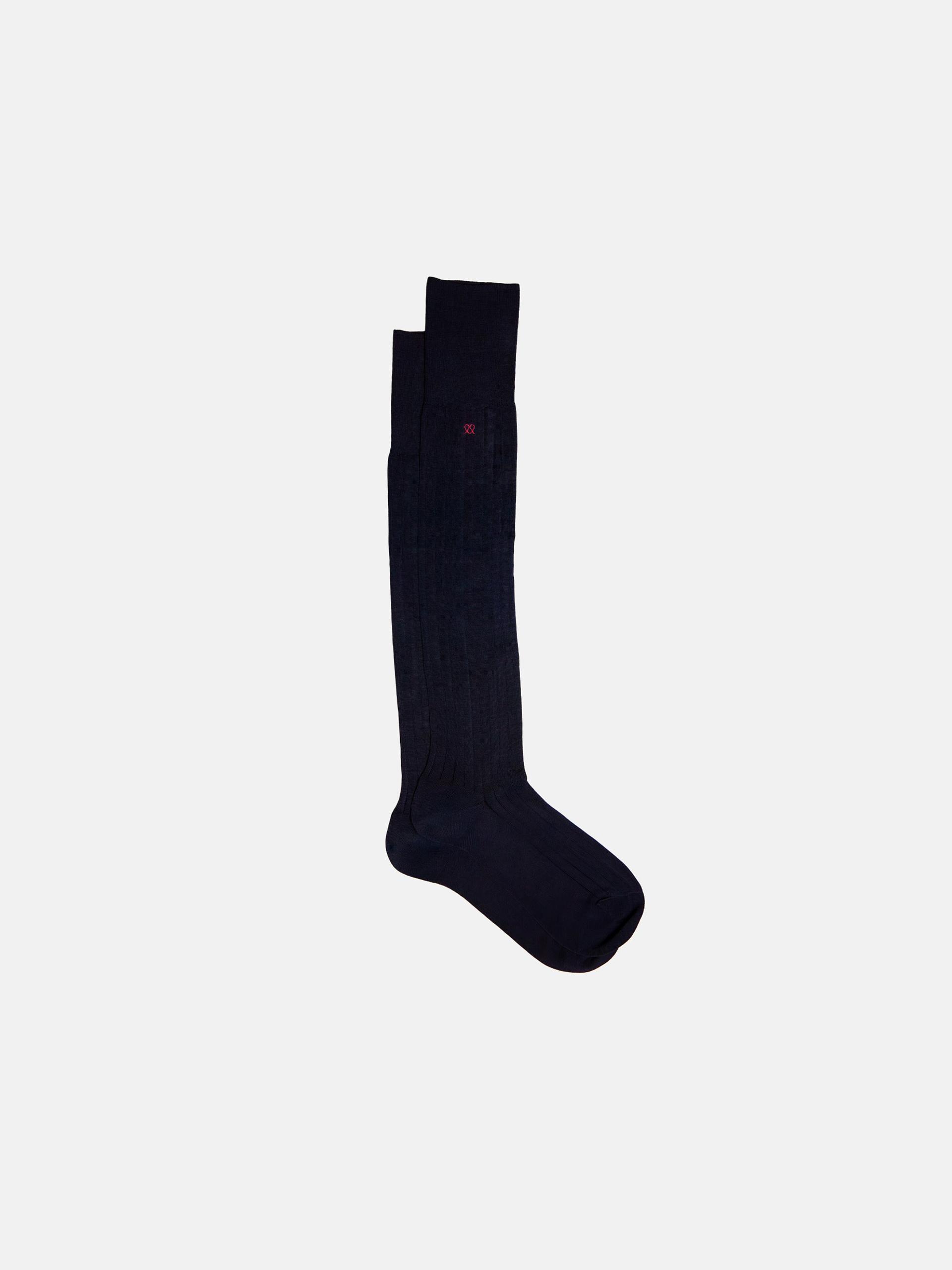 The Sock - Knee High Navy Ribbed 1