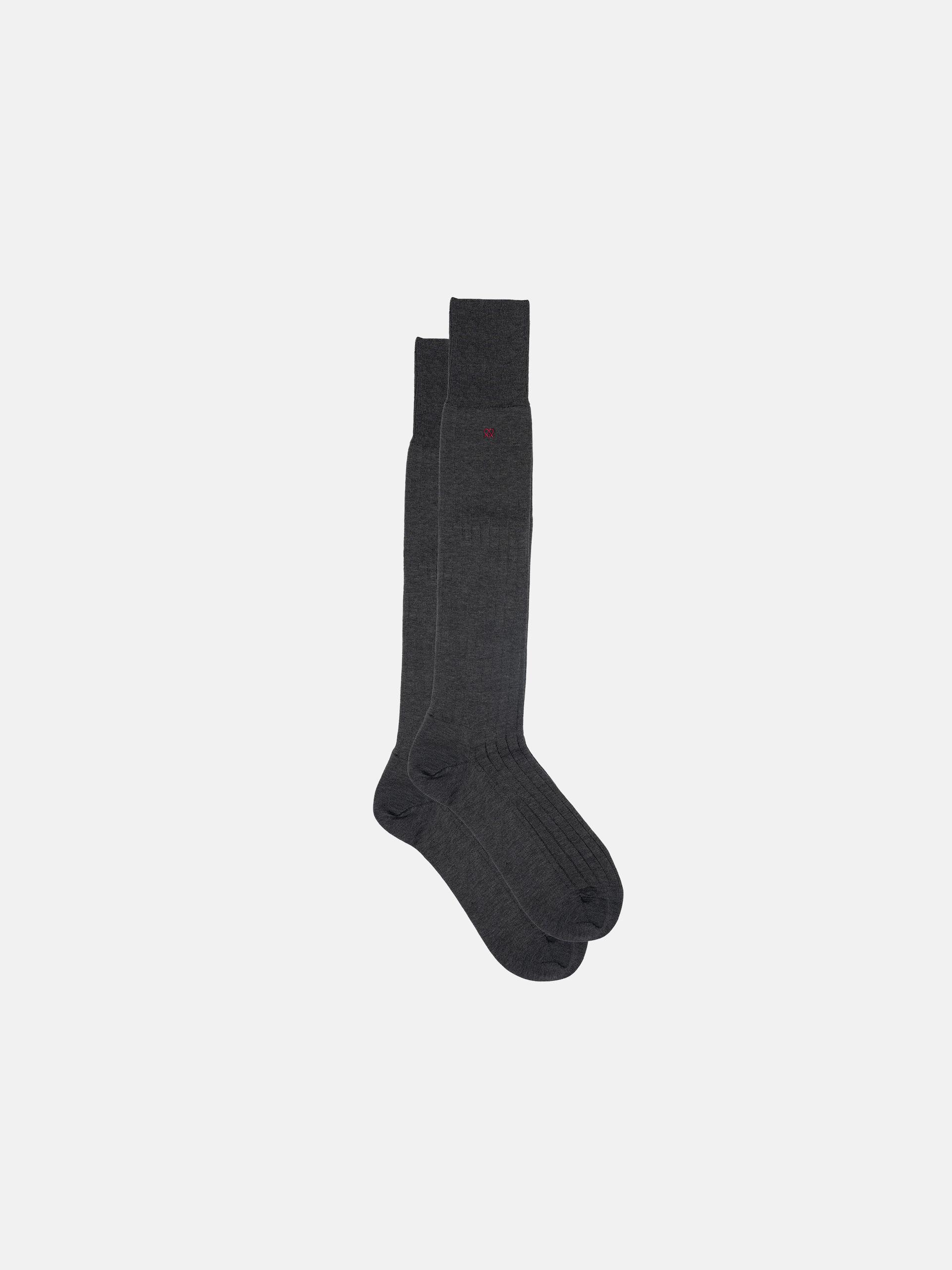 The Sock - Knee High Mid Grey Ribbed 1