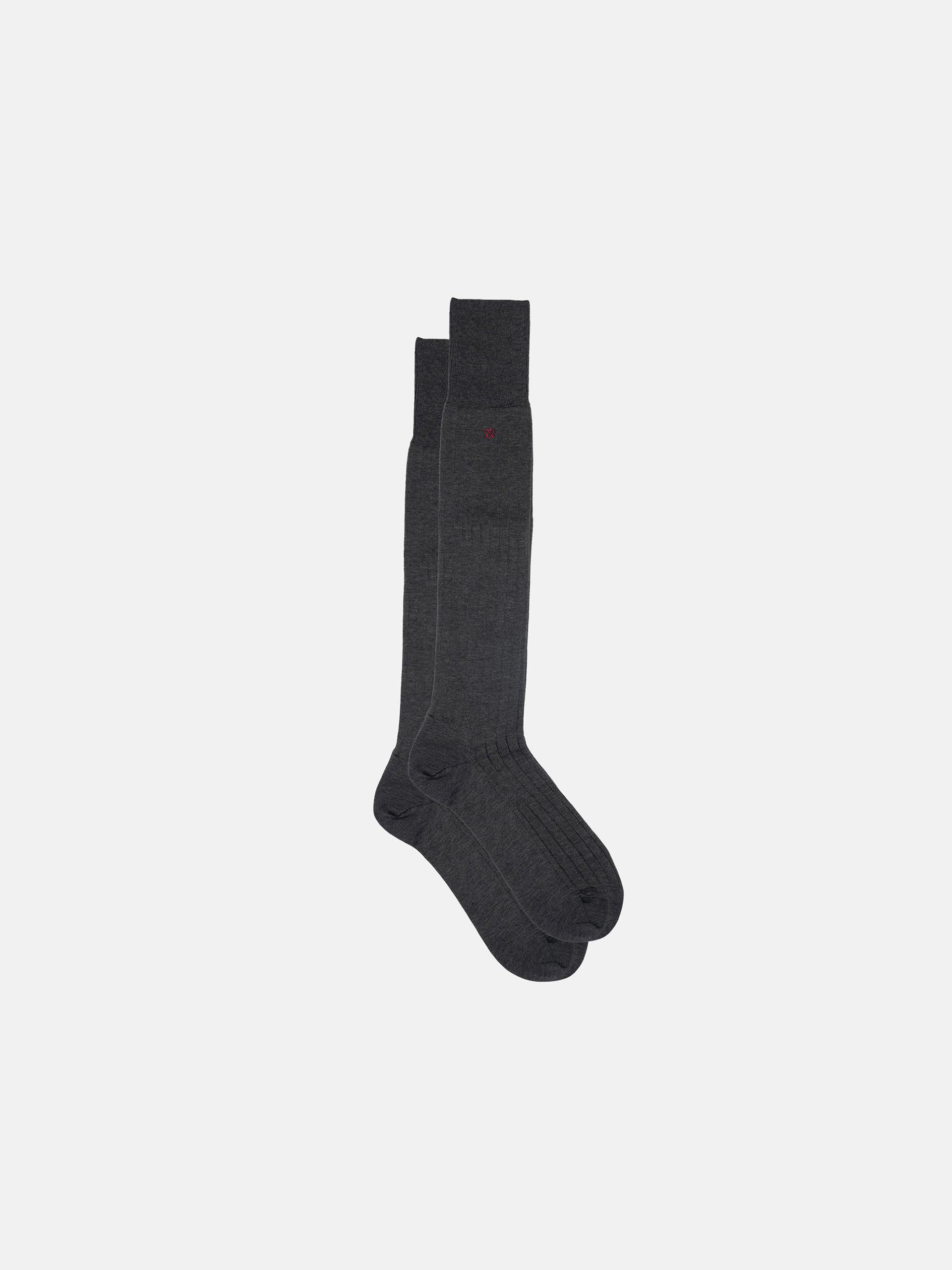 The Sock - Knee High Mid Grey Ribbed 1