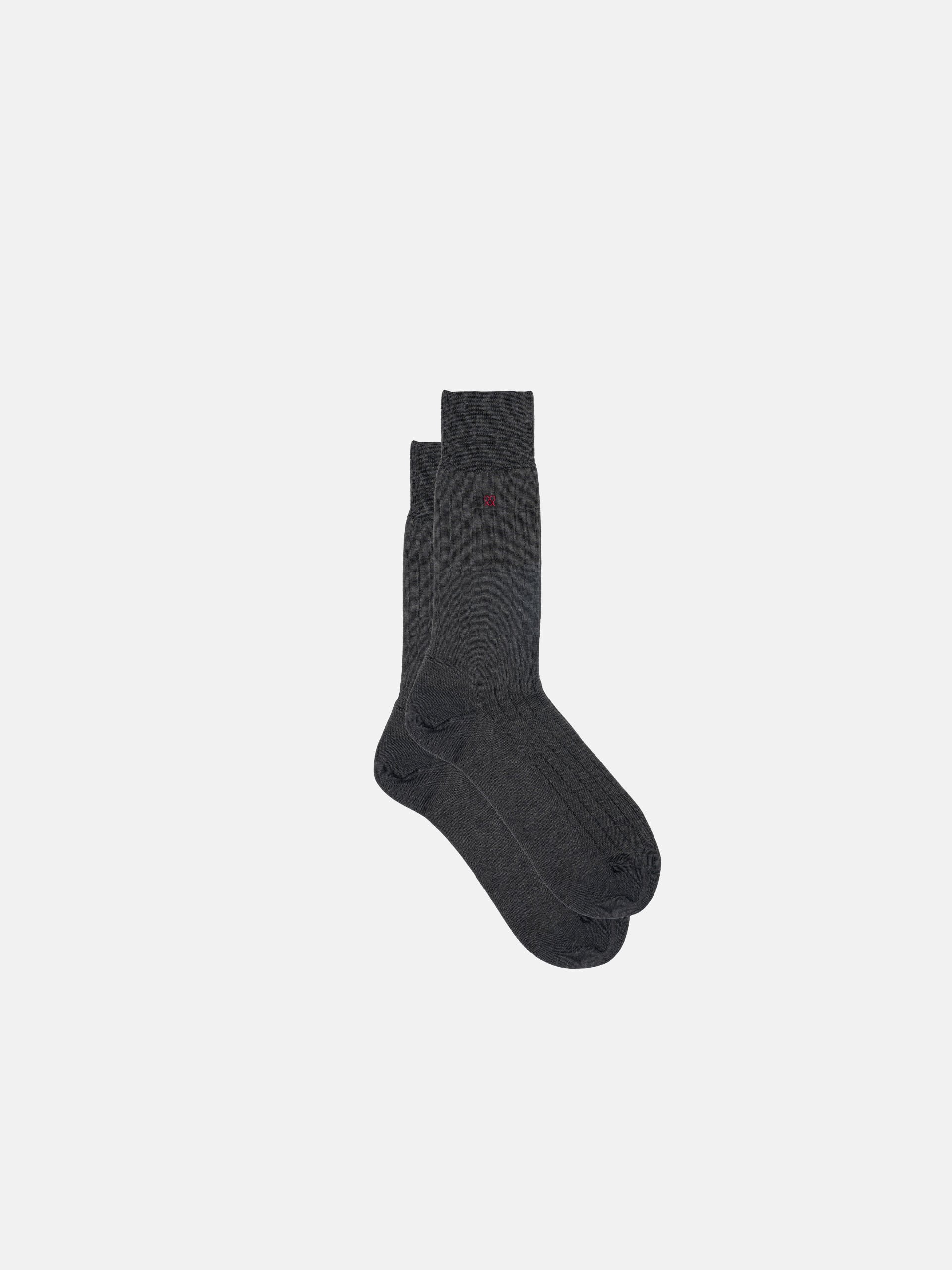 The Sock - Mid Calf Mid Grey Ribbed 1