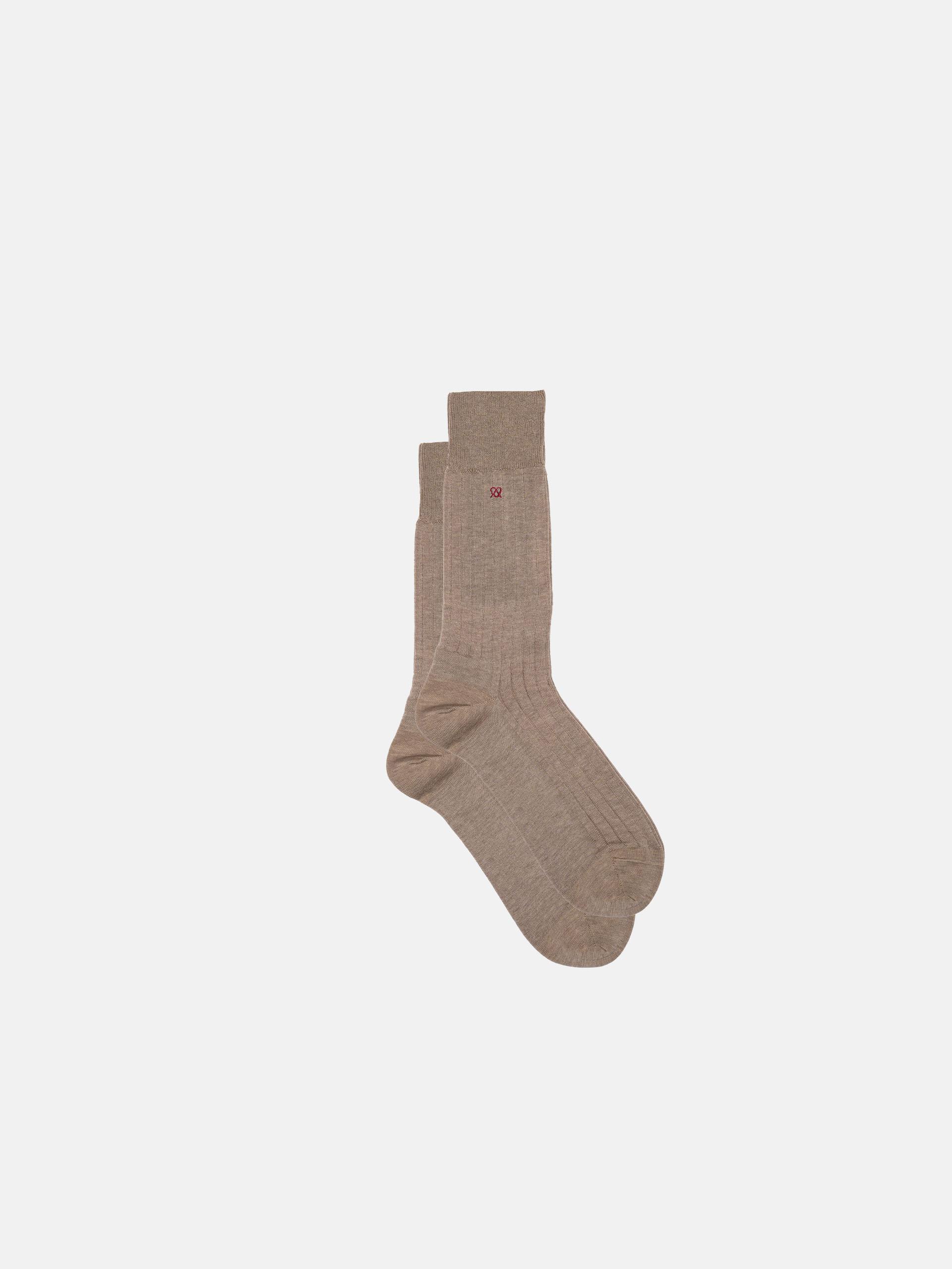 The Sock - Mid Calf Sand Ribbed 1