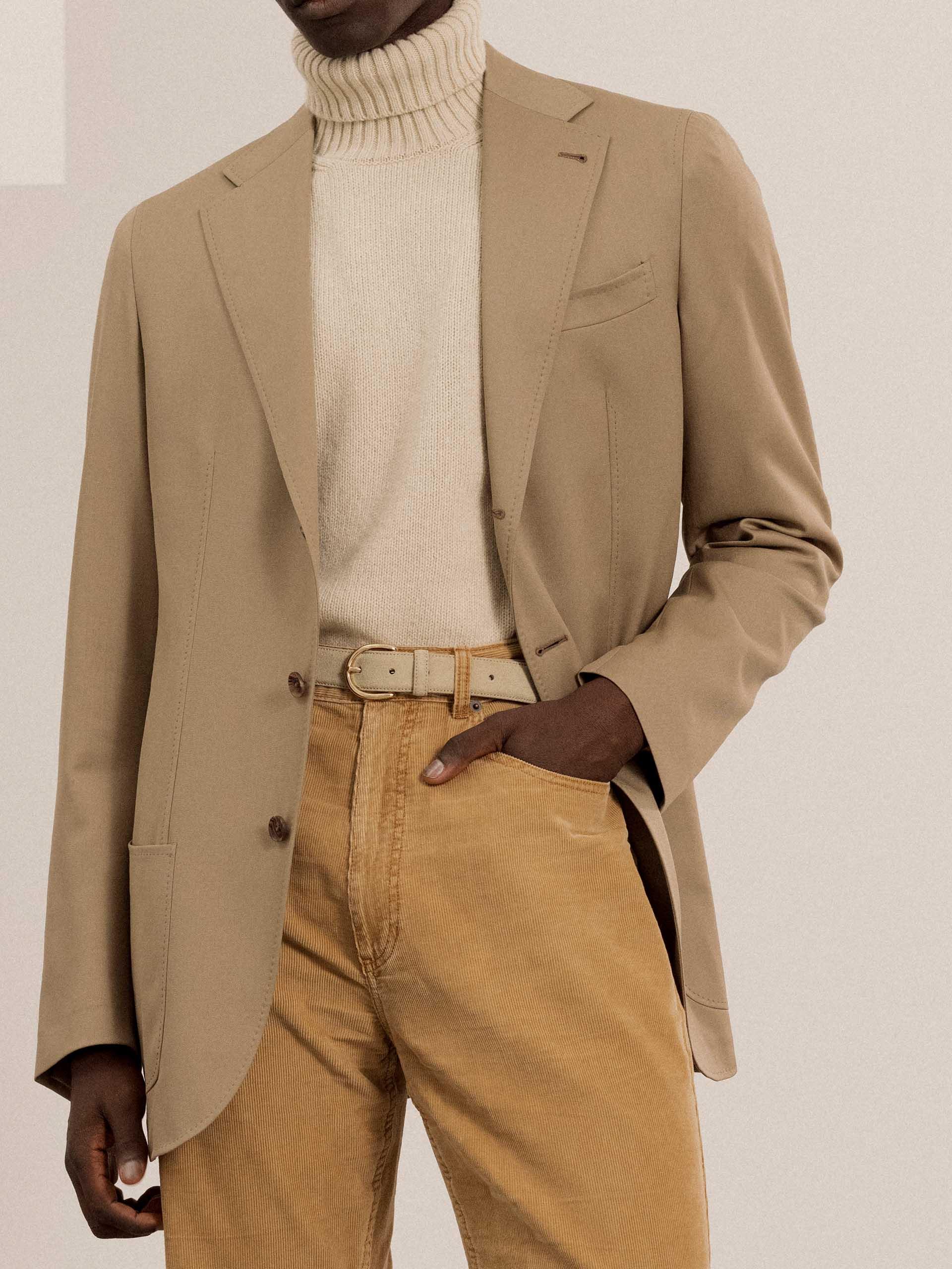 The Belt - Gold Buckle Sand Suede 2