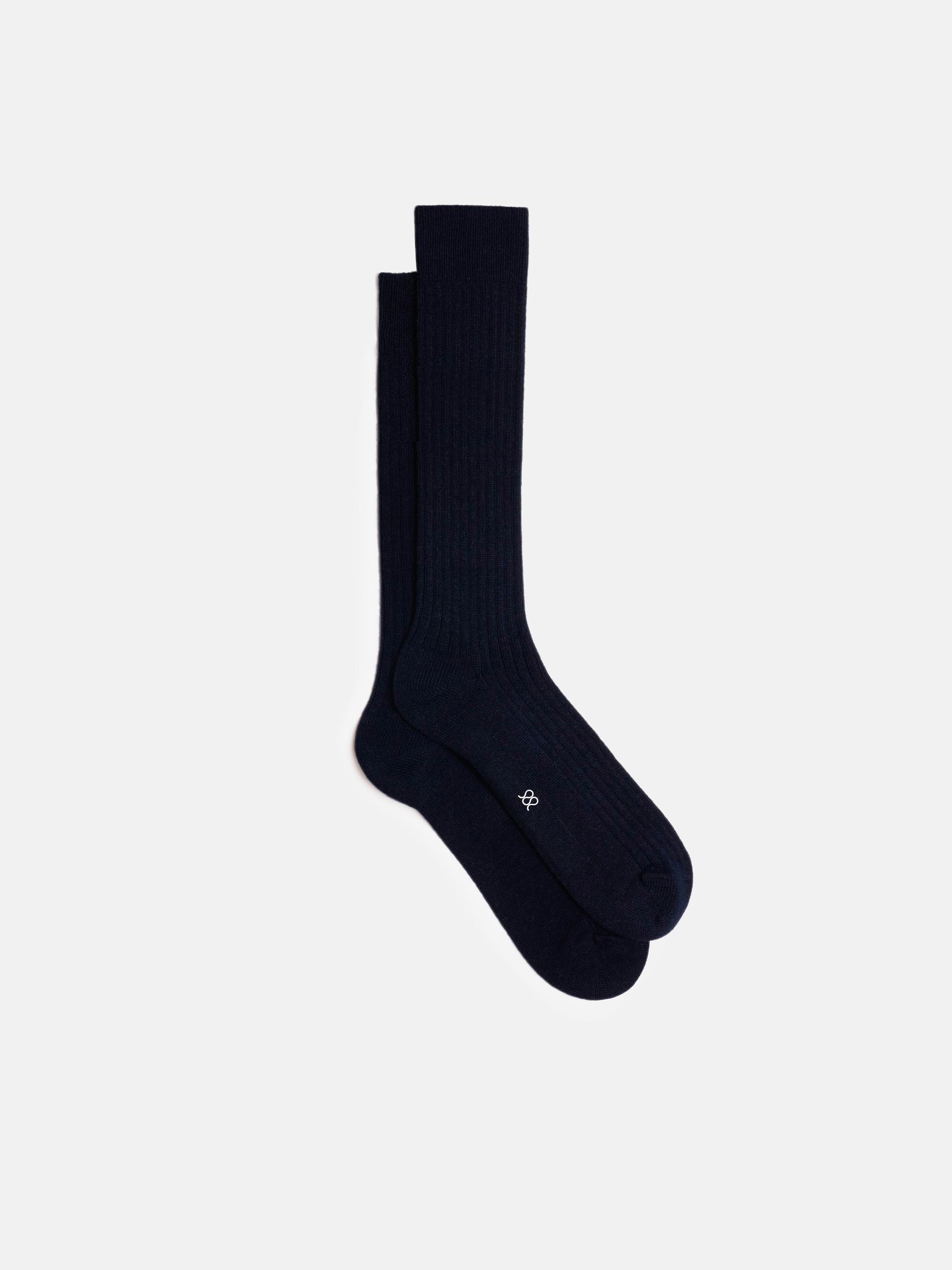 The Wool Sock - Mid Calf Navy Ribbed 1