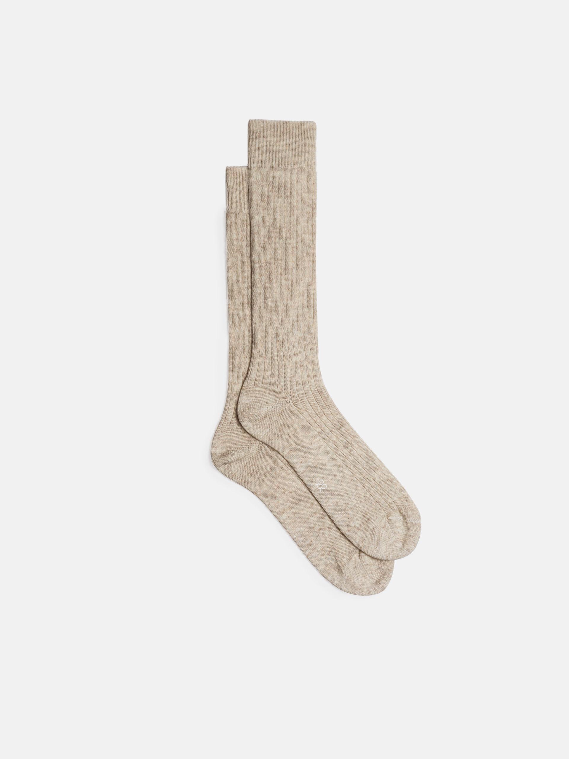 The Wool Sock - Mid Calf Ecru Ribbed 1