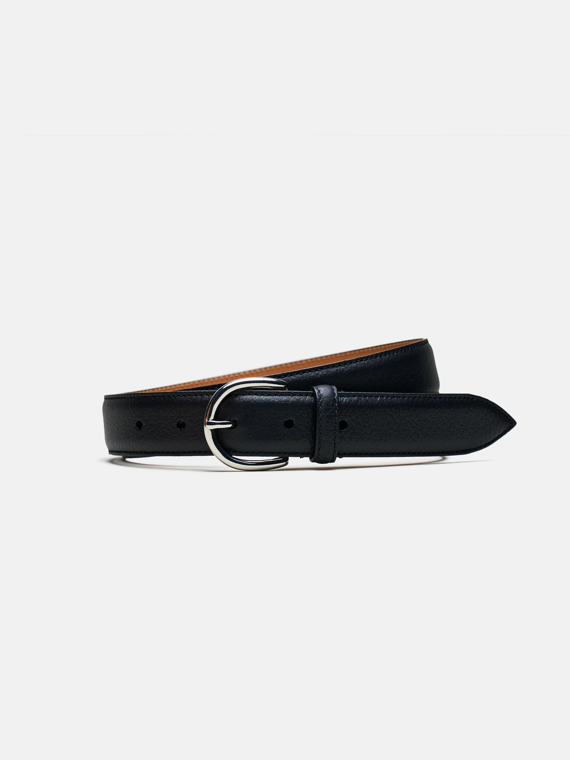 The Belt - Silver Buckle Black Grain 1