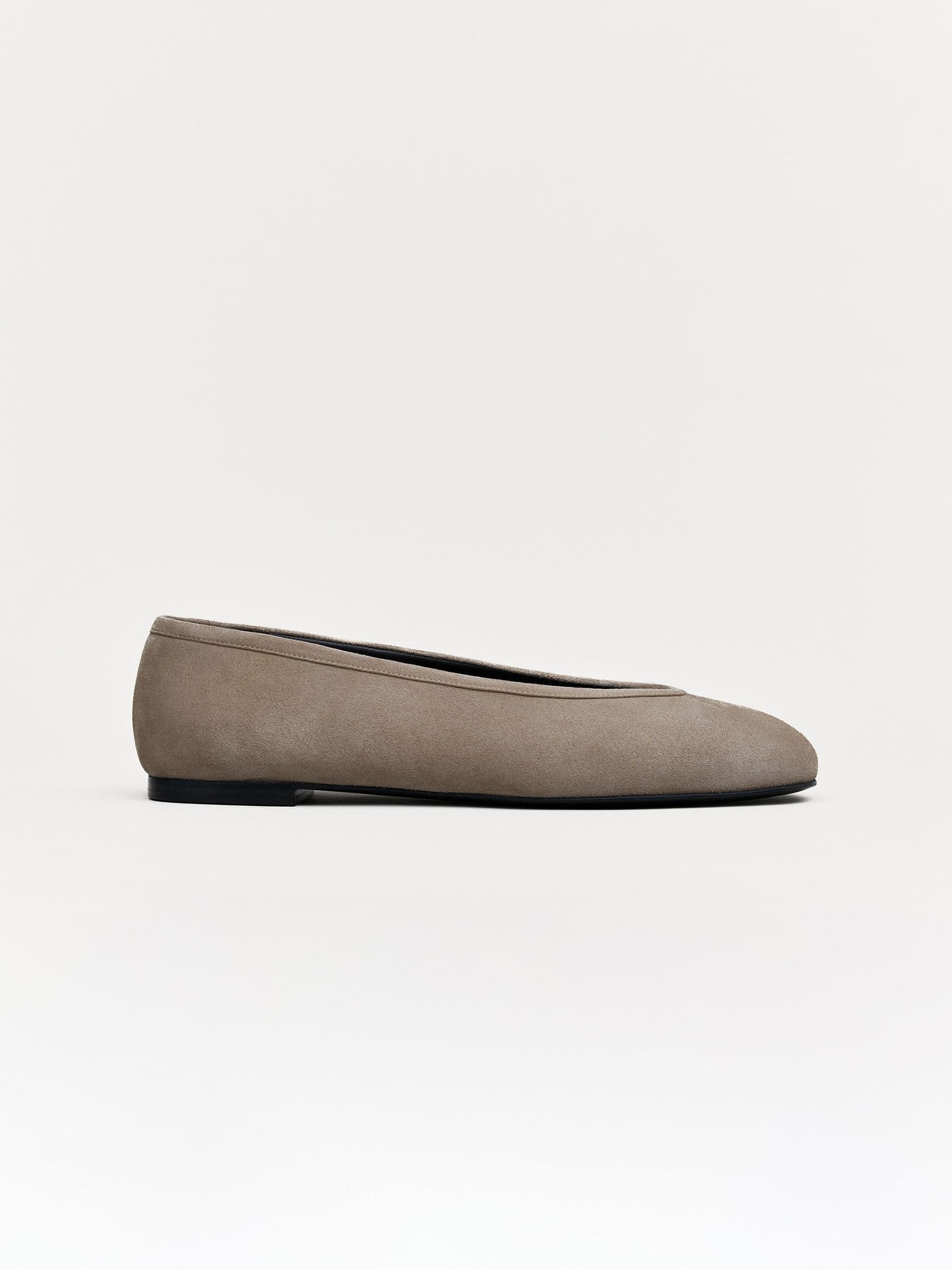 The Ballet Flat - Leather Sole Greige Suede 1
