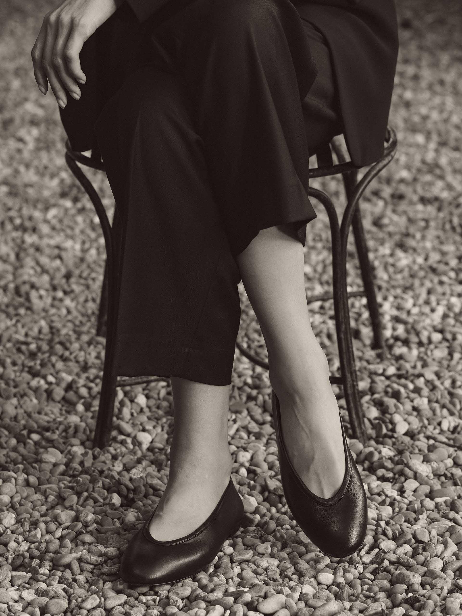 The Ballet Flat - Leather Sole Black Nappa 2