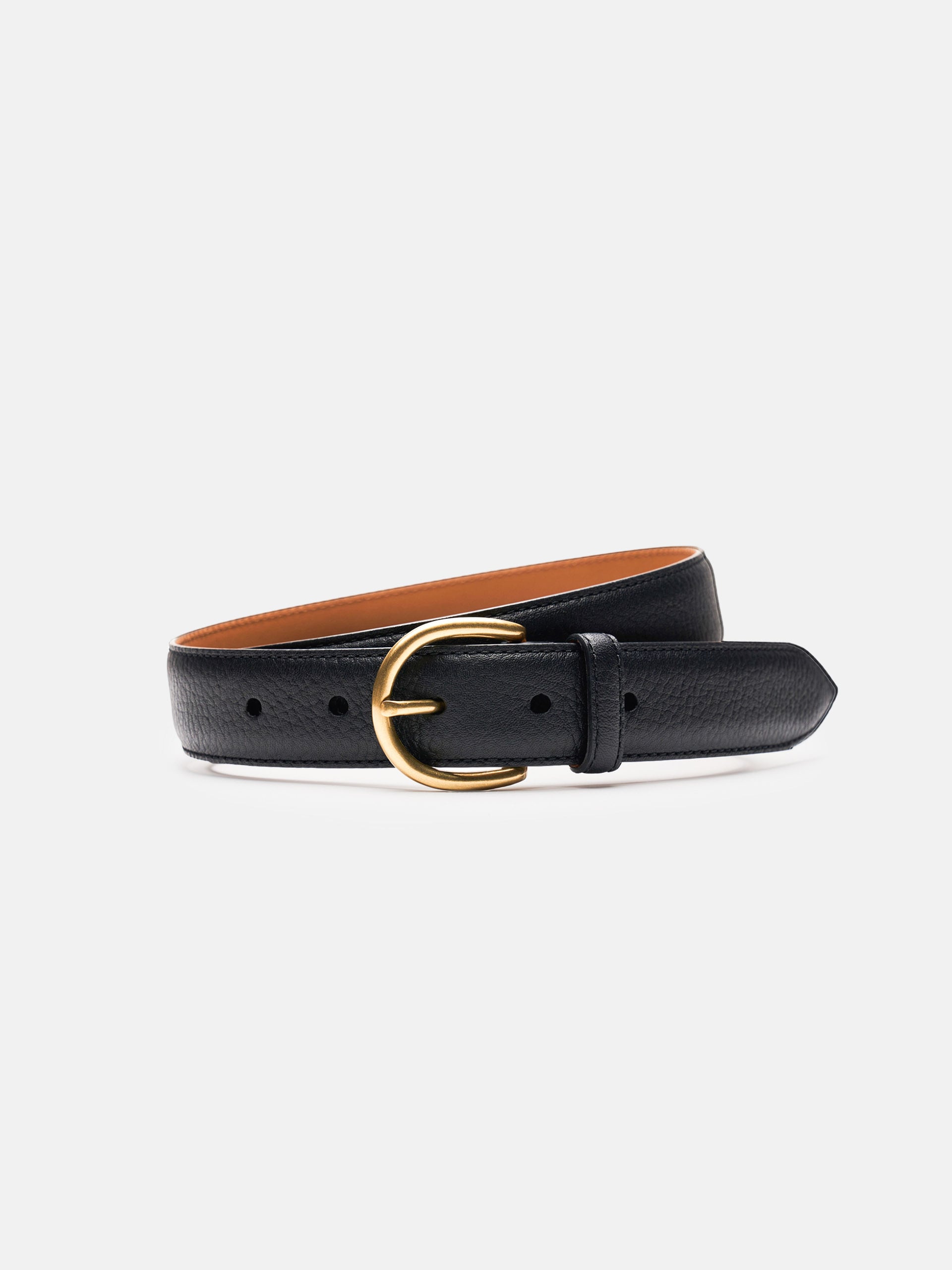 The Belt - Matte Gold Buckle Black Grain 1