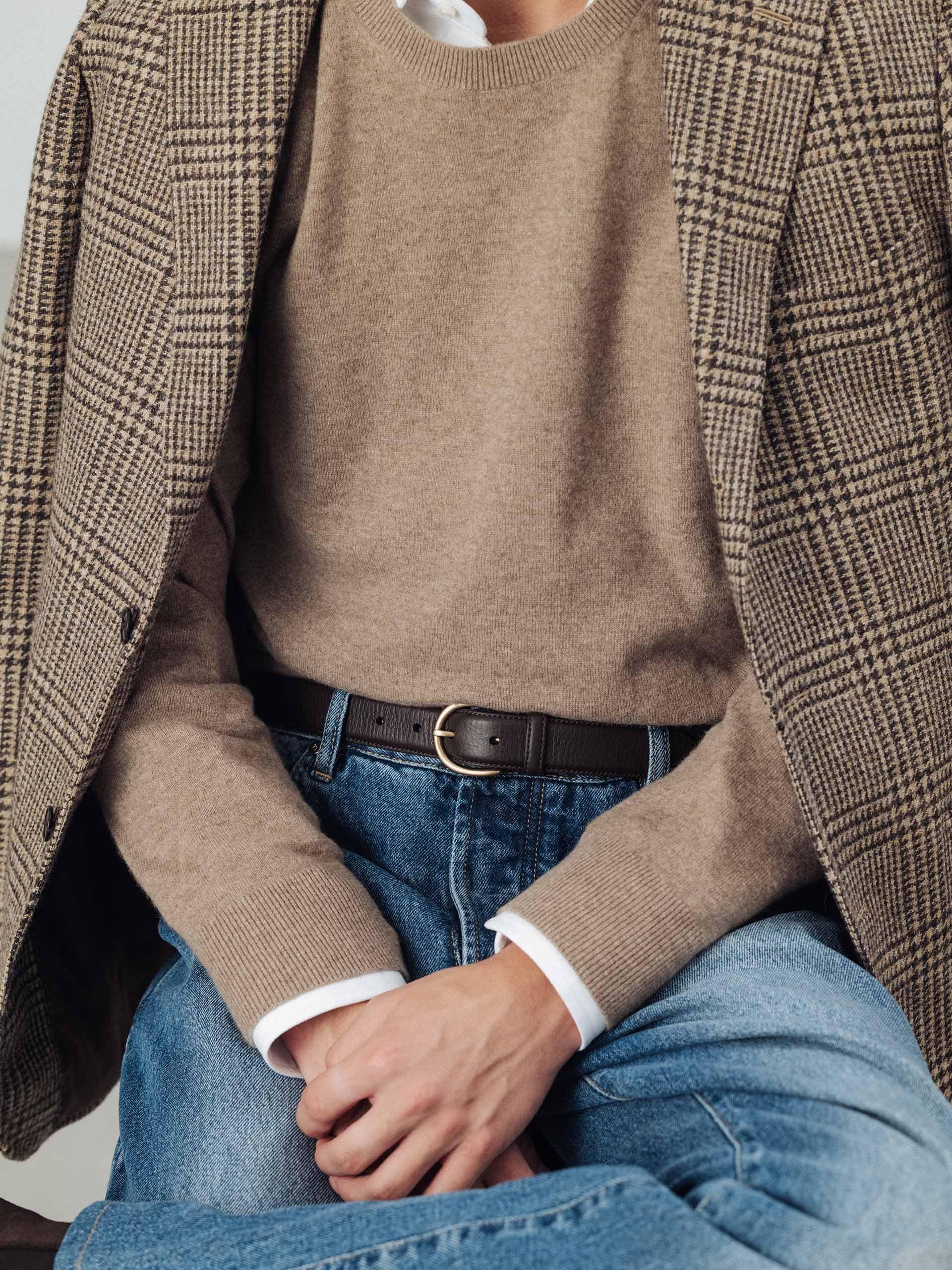 The Belt - Matte Gold Buckle Brown Grain 2