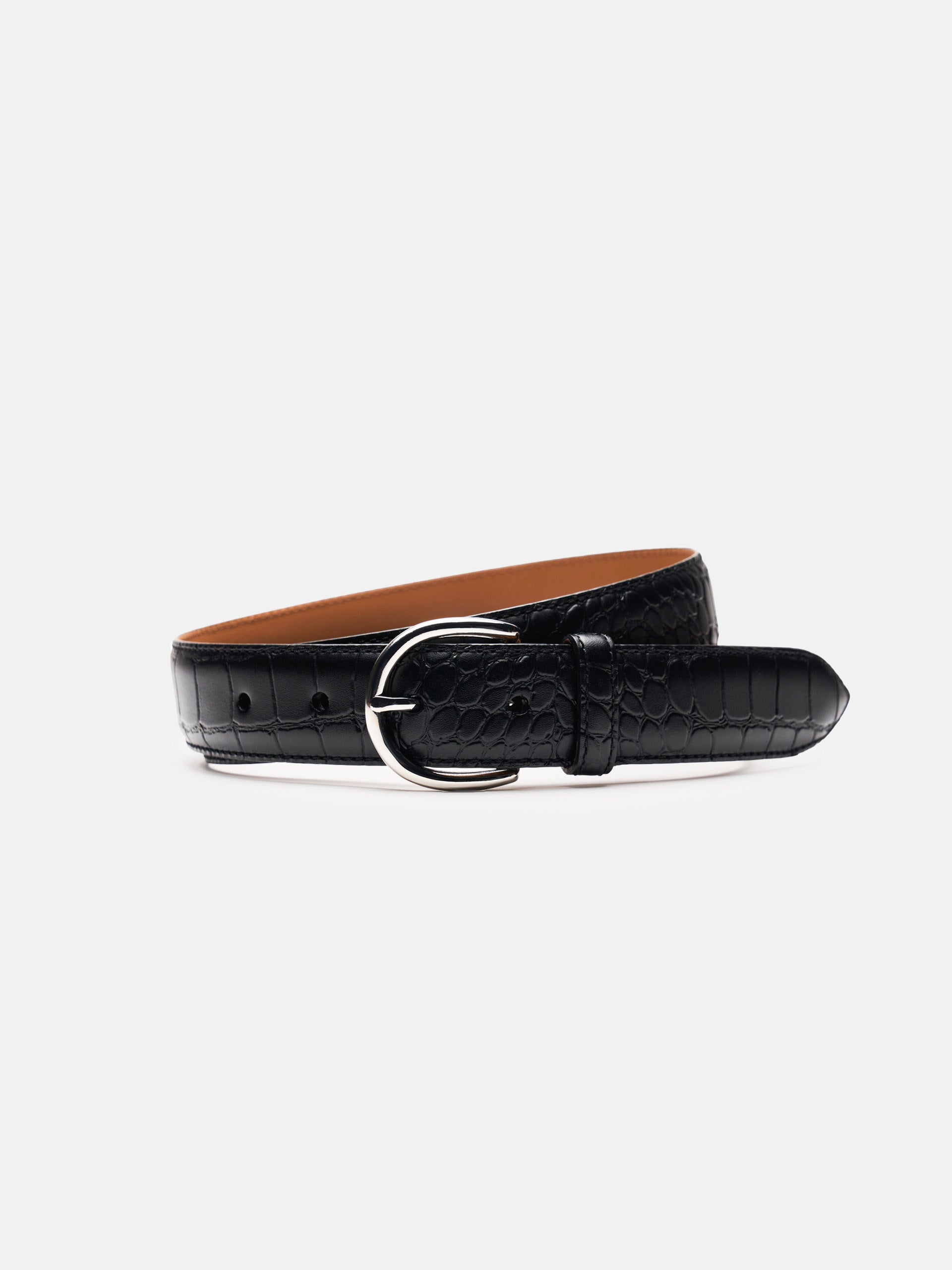 The Belt - Silver Buckle Black Embossed 1