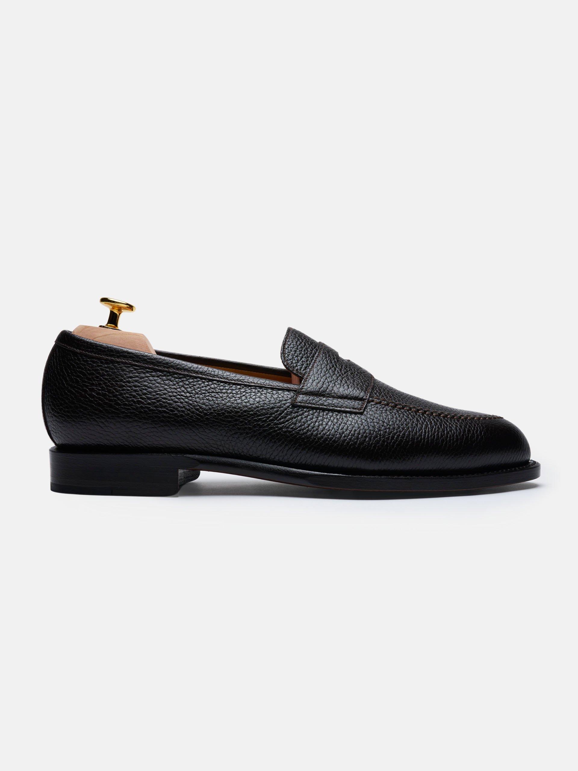 The Penny Loafer - Rubber Sole - Light Wear and Tear Brown Grain 1