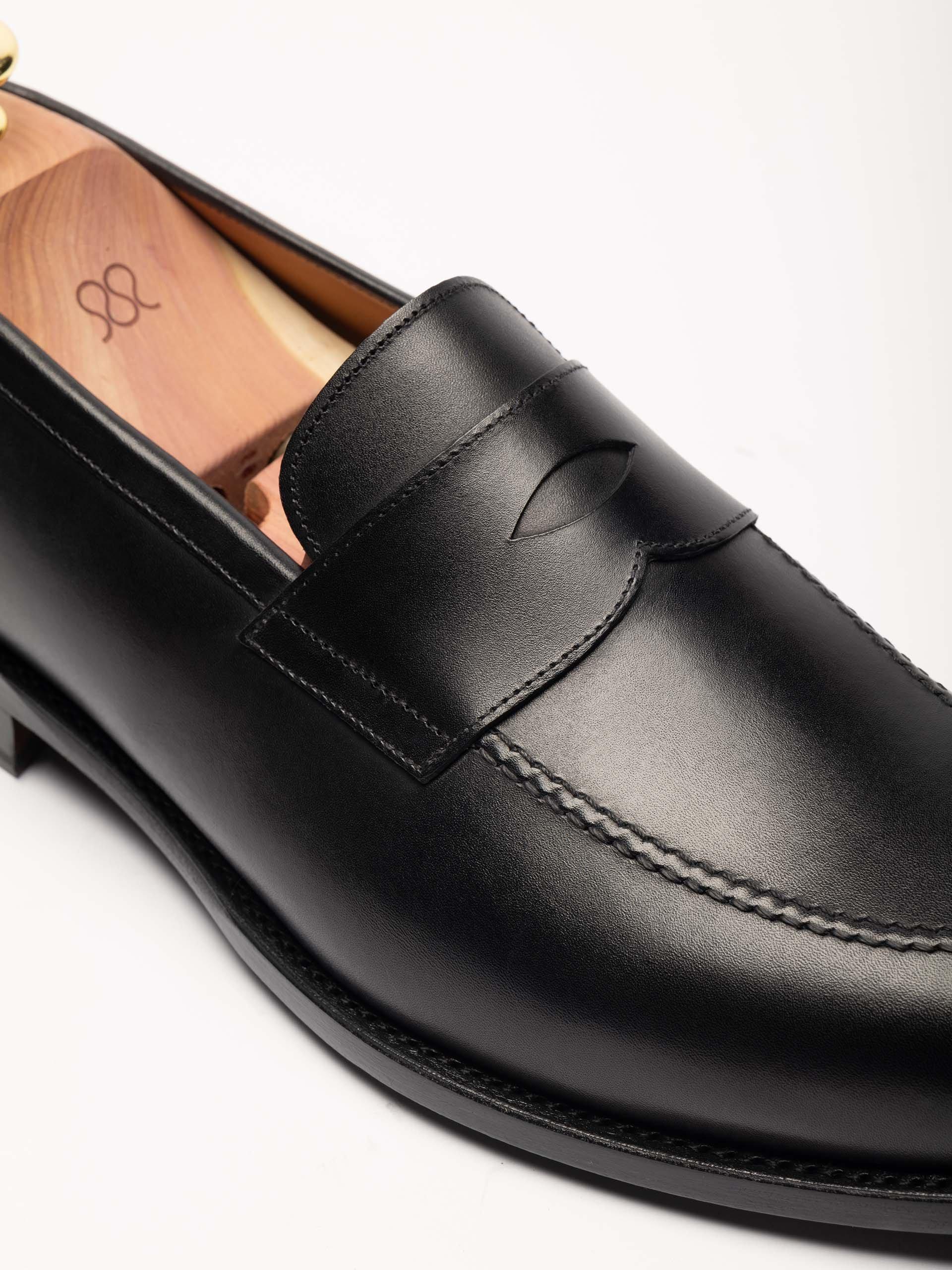 The Penny Loafer - Rubber Sole - Medium Wear and Tear Black Calf 2