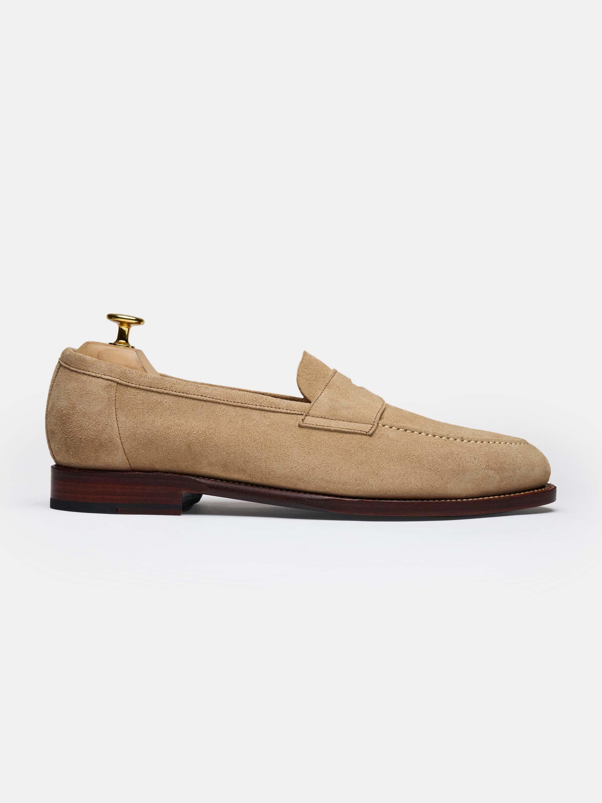 The Penny Loafer Unlined - Light Wear and Tear Sand Suede 1