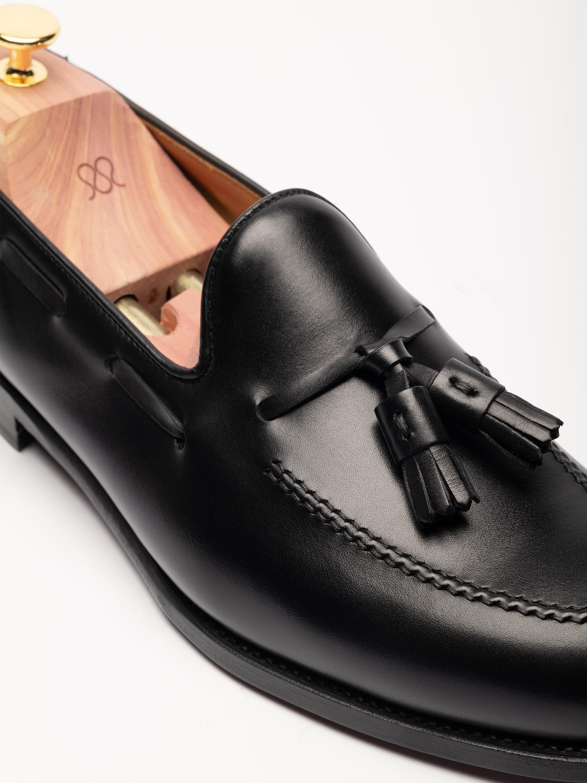 The Tassel Loafer - Rubber Sole - Light Wear and Tear Black Calf 2
