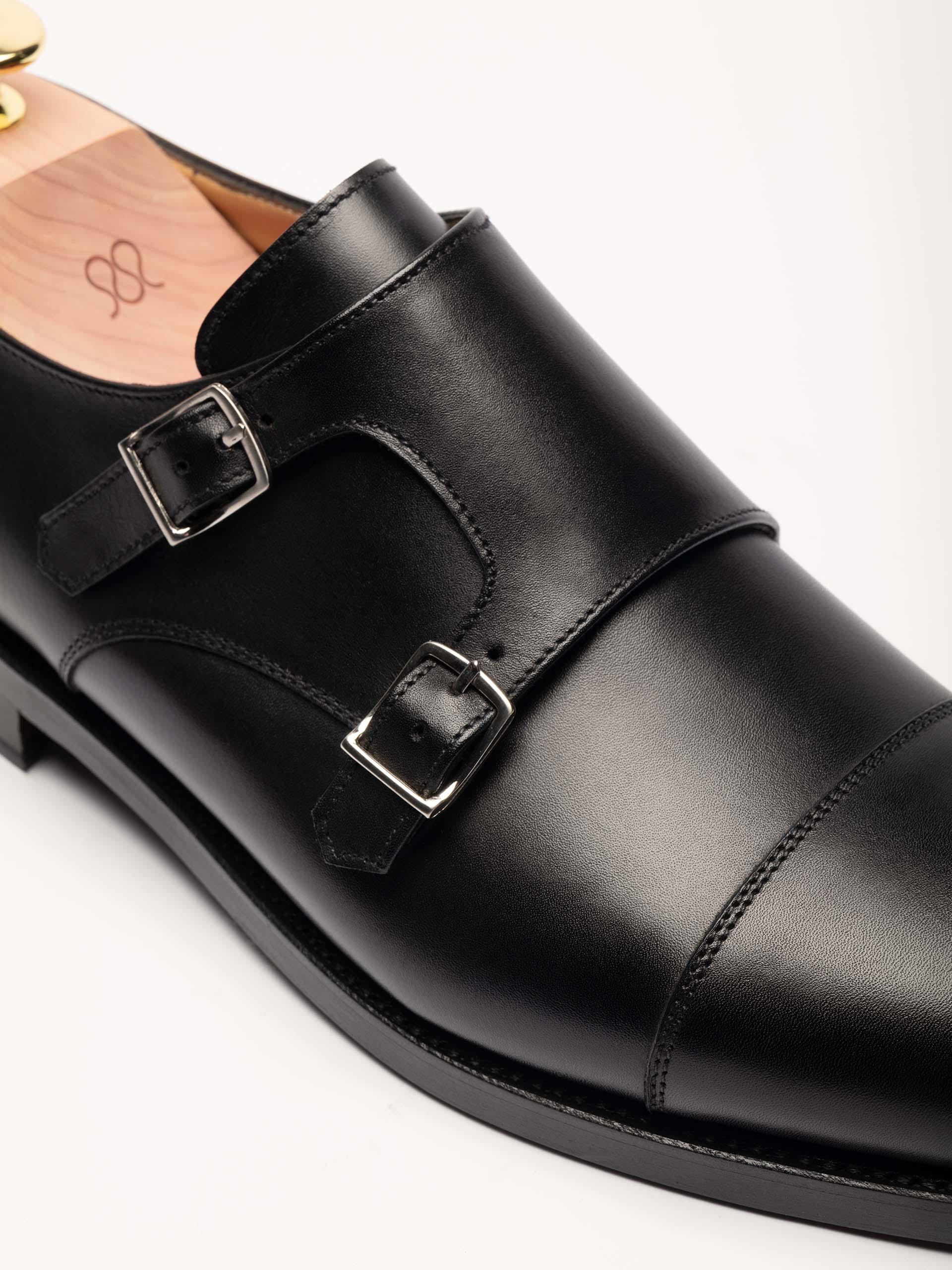 The Double Monkstrap - Light Wear and Tear Black Calf 2