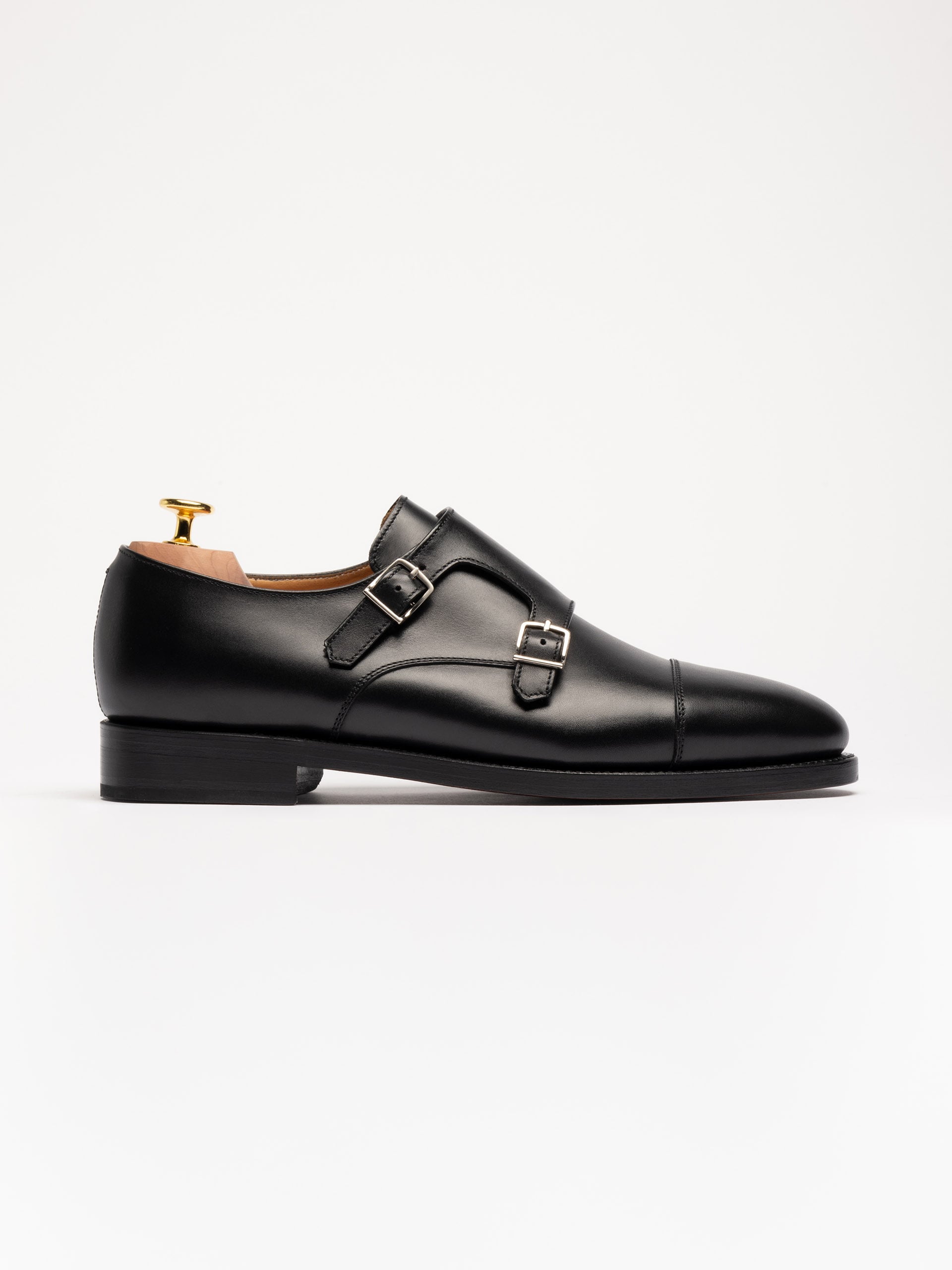 The Double Monkstrap - Light Wear and Tear Black Calf 1