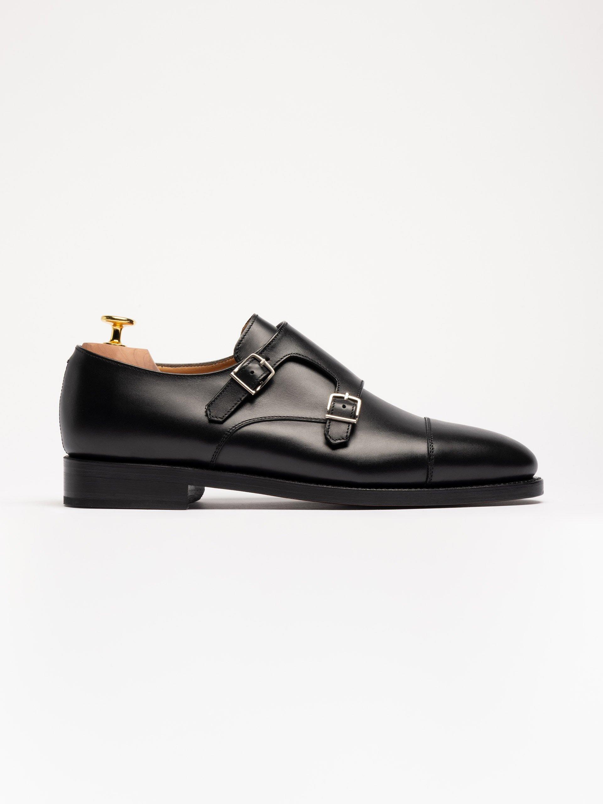 The Double Monkstrap - Medium Wear and Tear Black Calf 1
