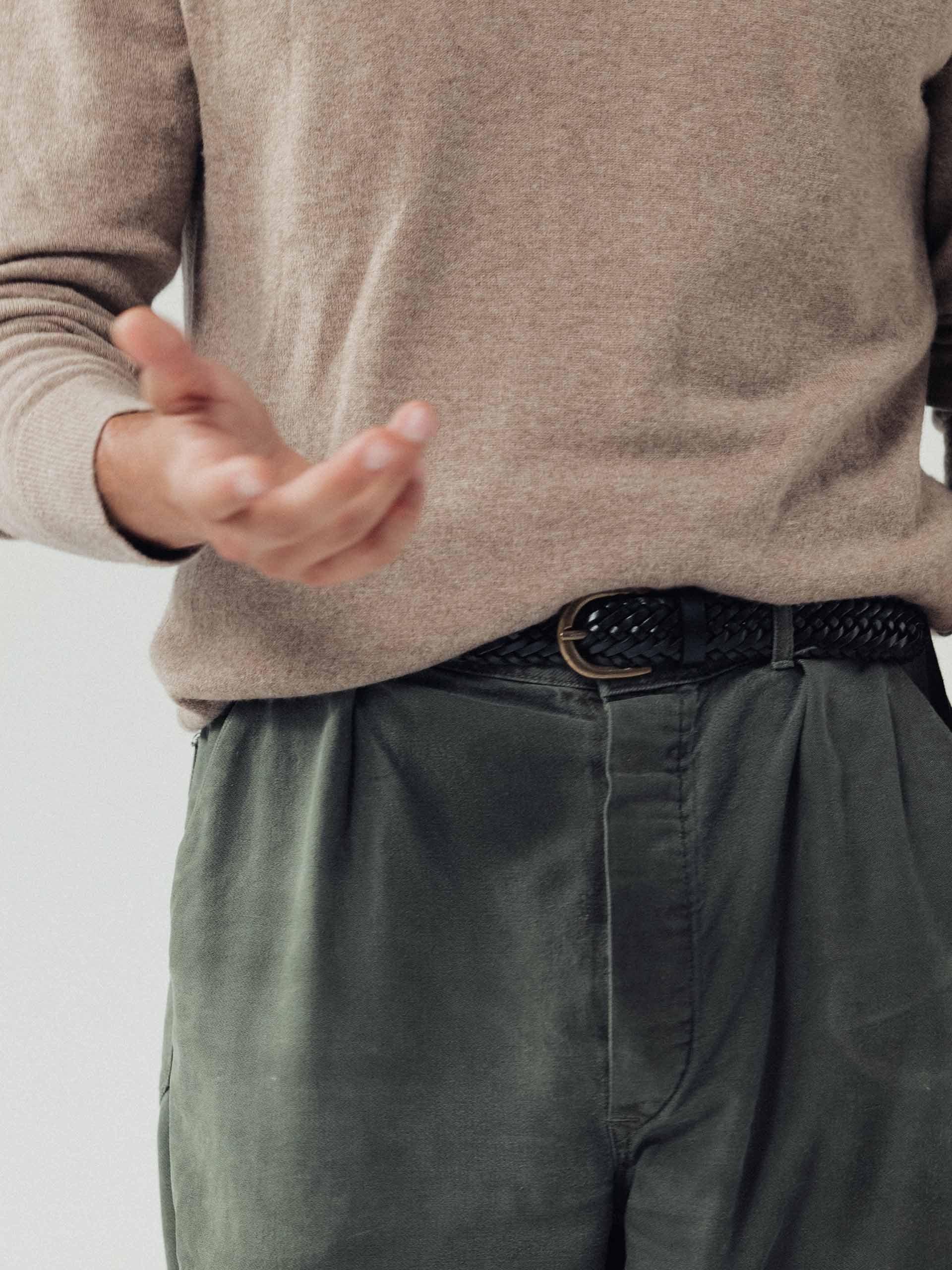 The Belt - Matte Gold Buckle Black Braided 2