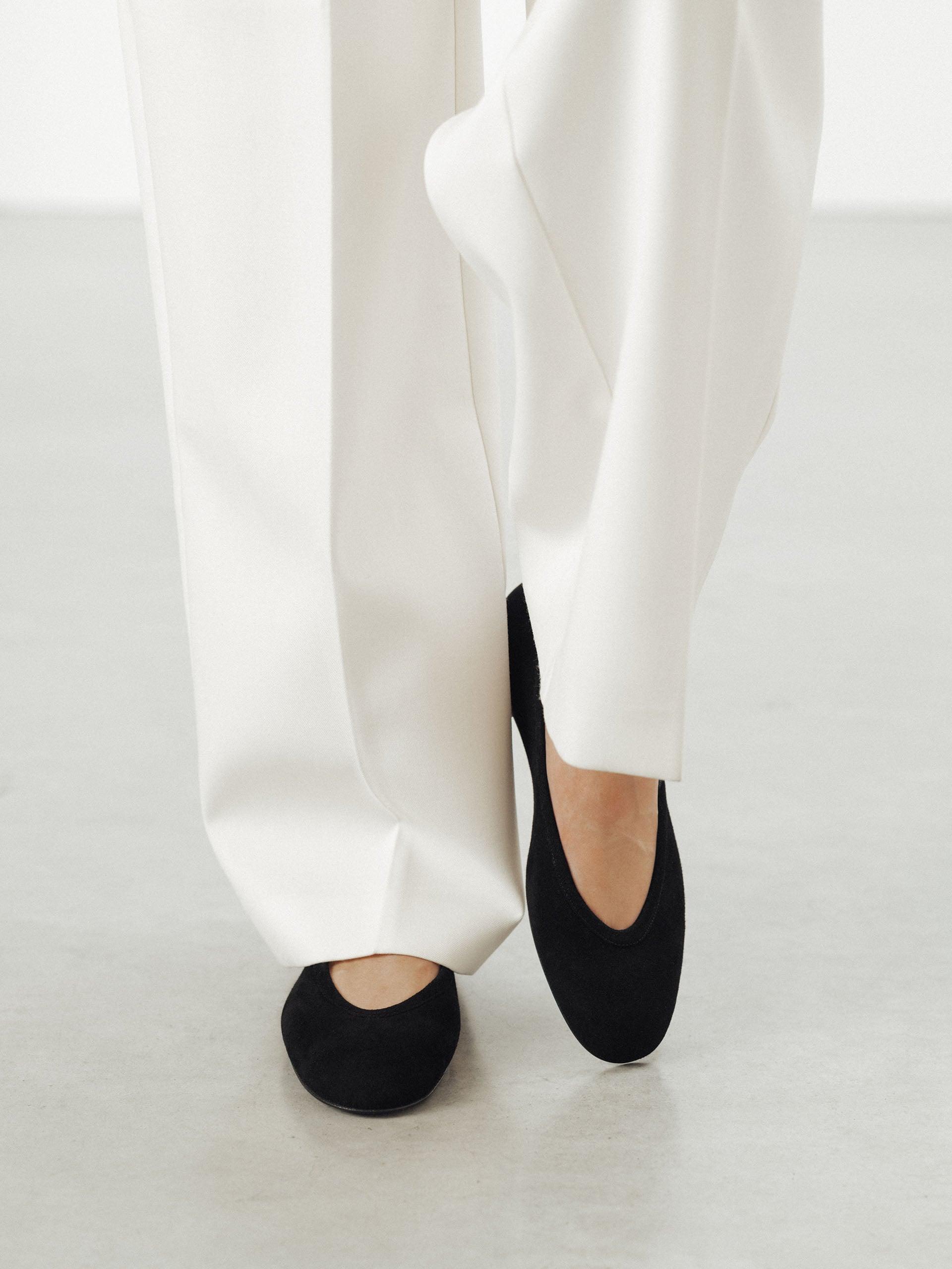 The Ballet Flat - Leather Sole Black Suede 2