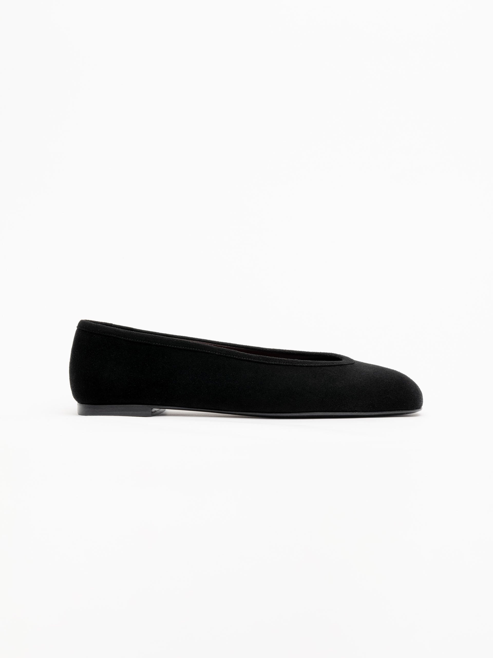 The Ballet Flat - Leather Sole Black Suede 1