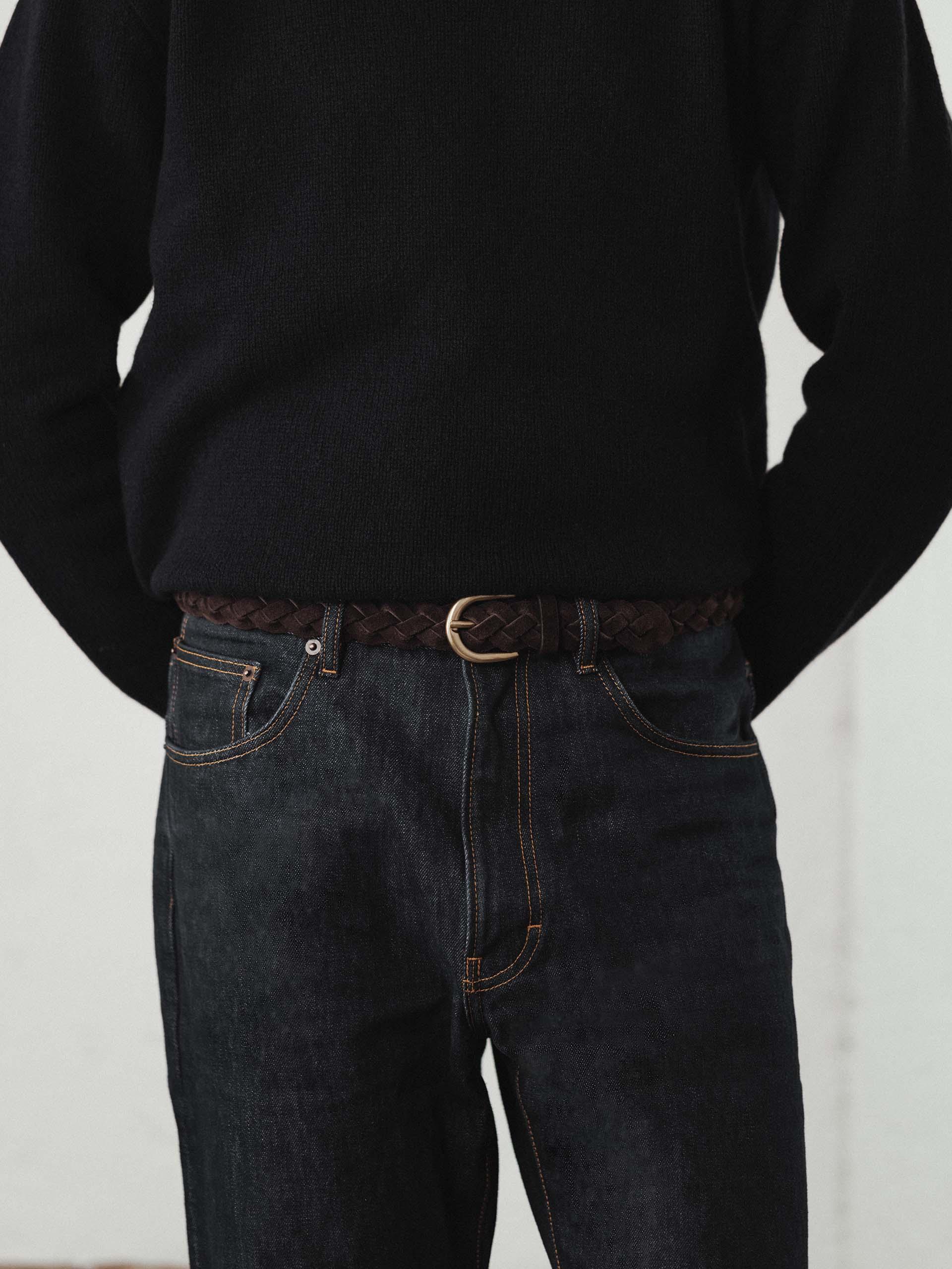 The Belt Brown Suede Wide Braided 2