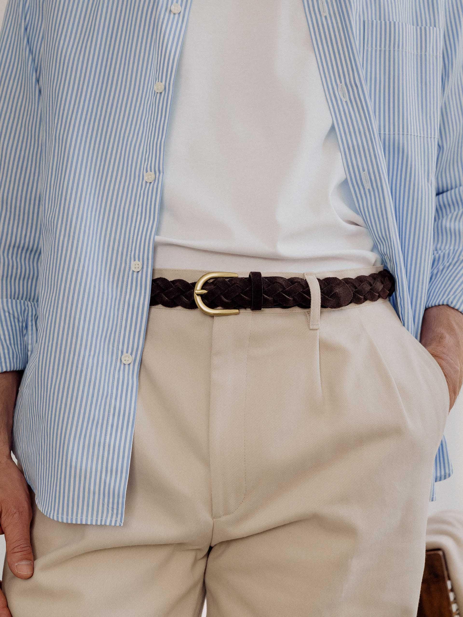 The Belt Brown Suede Wide Braided 2