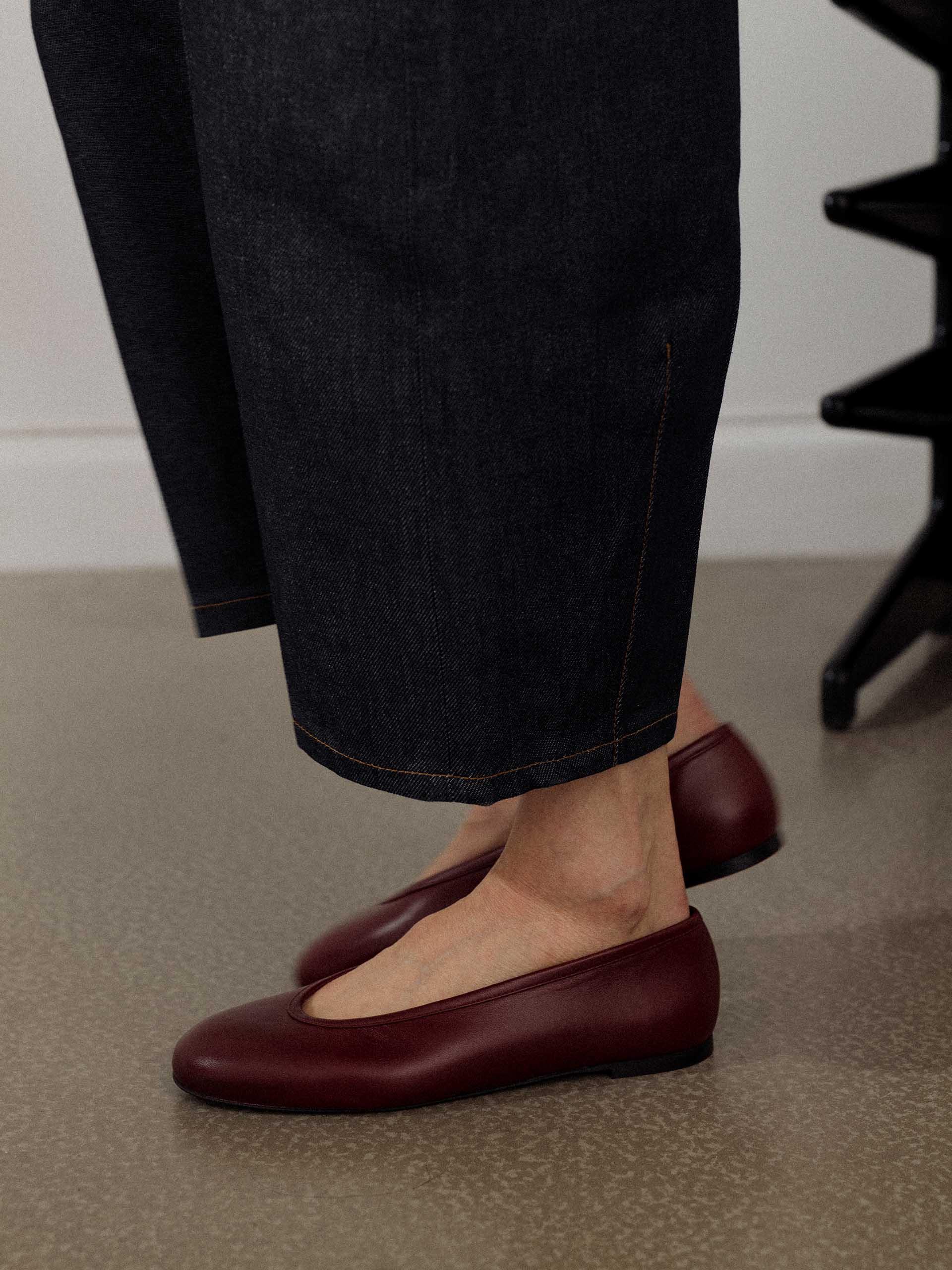 The Ballet Flat - Rubber Sole Ruby Nappa 2