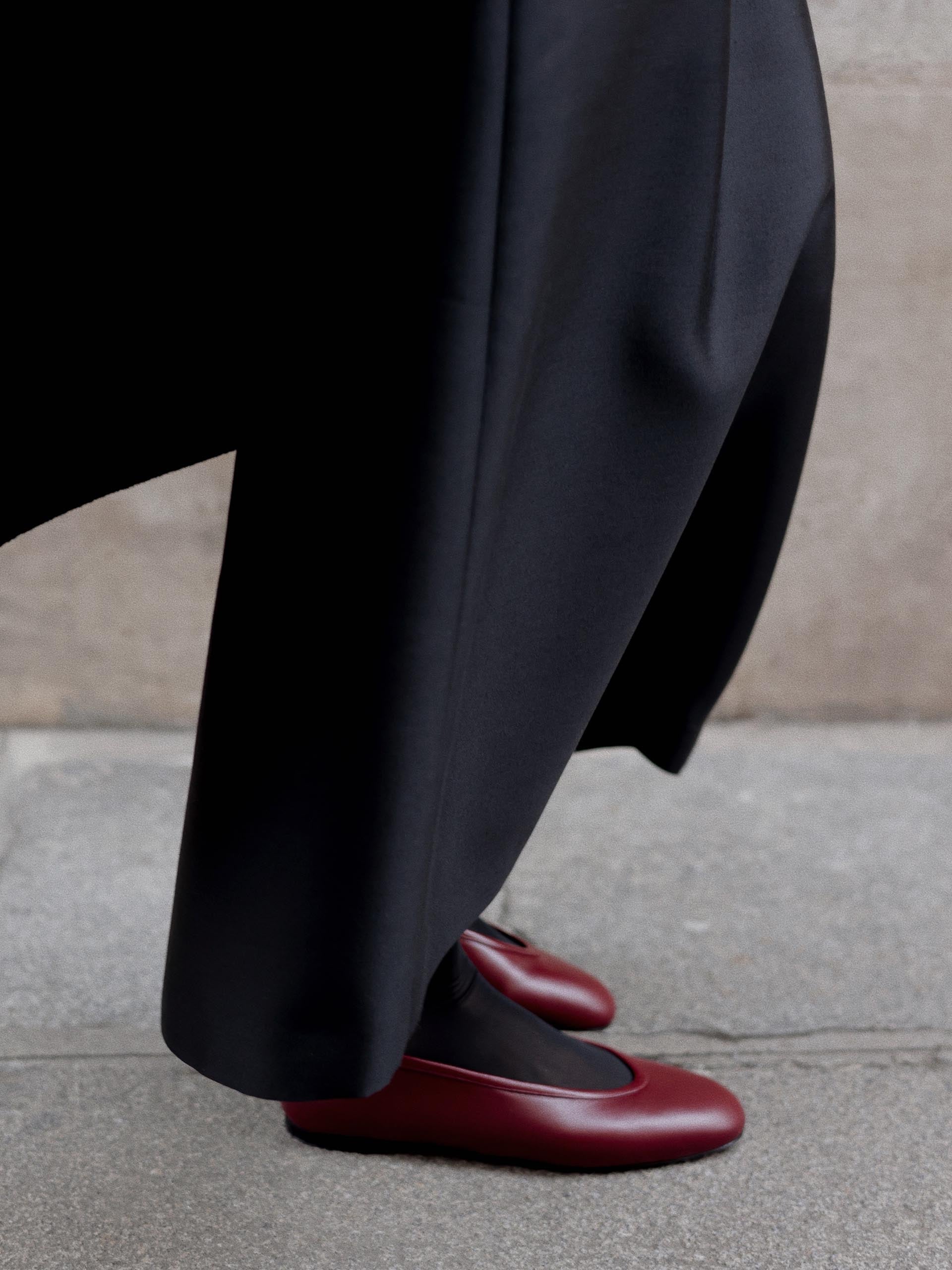 The Ballet Flat - Rubber Sole Ruby Nappa 2