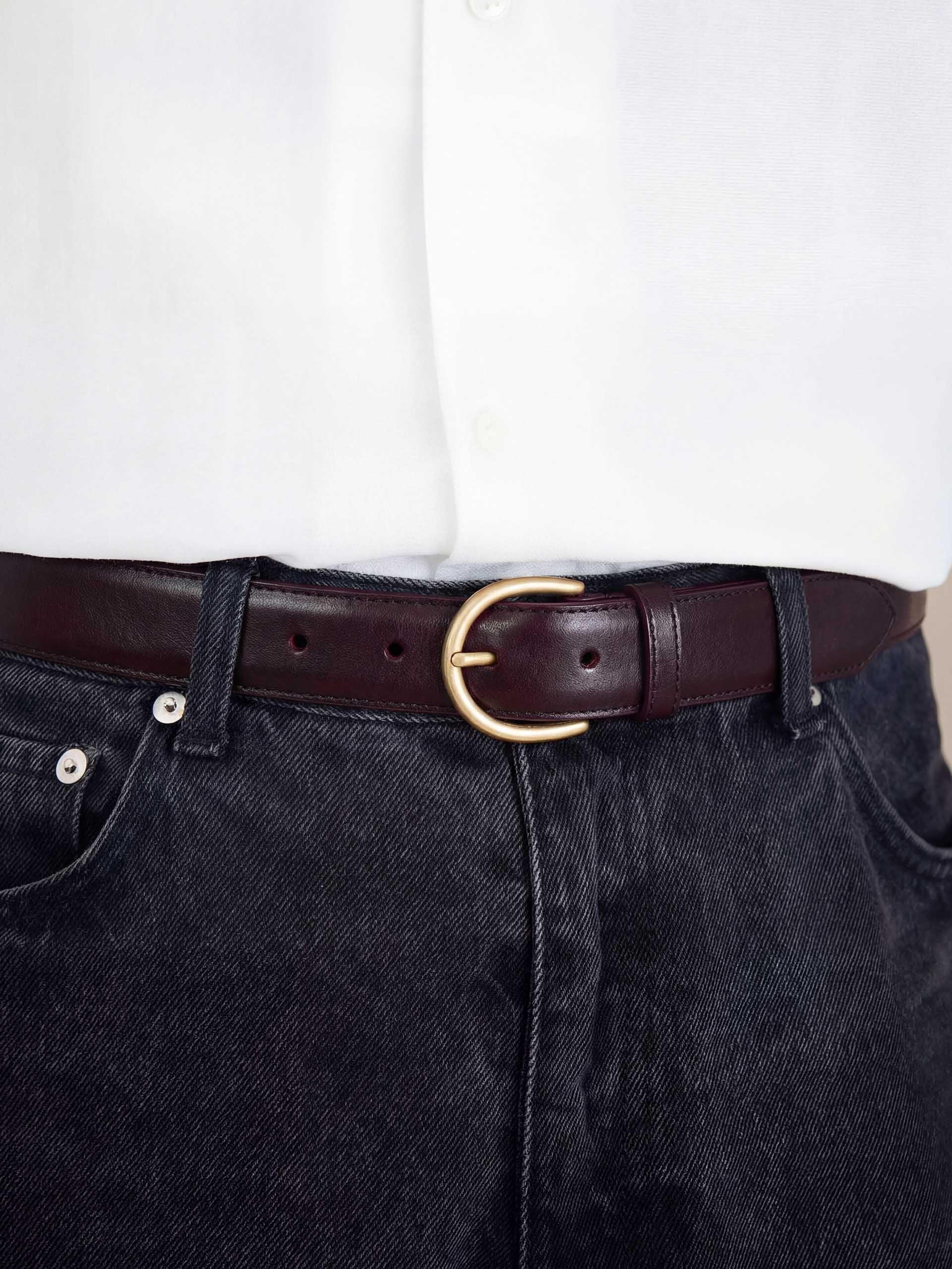 The Belt - Matte Gold Buckle Burgundy Calf 2