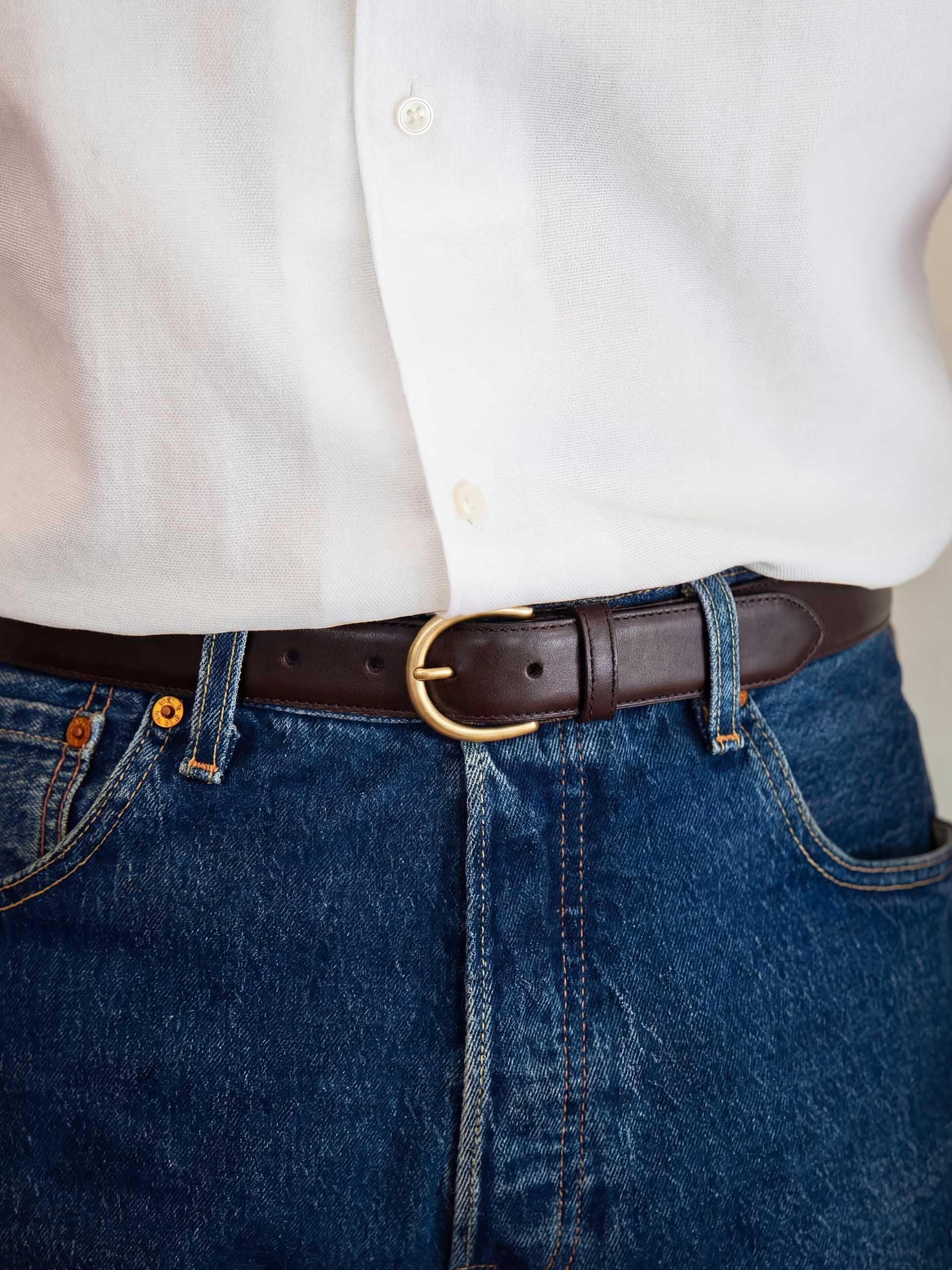 The Belt - Matte Gold Buckle Brown Calf 2