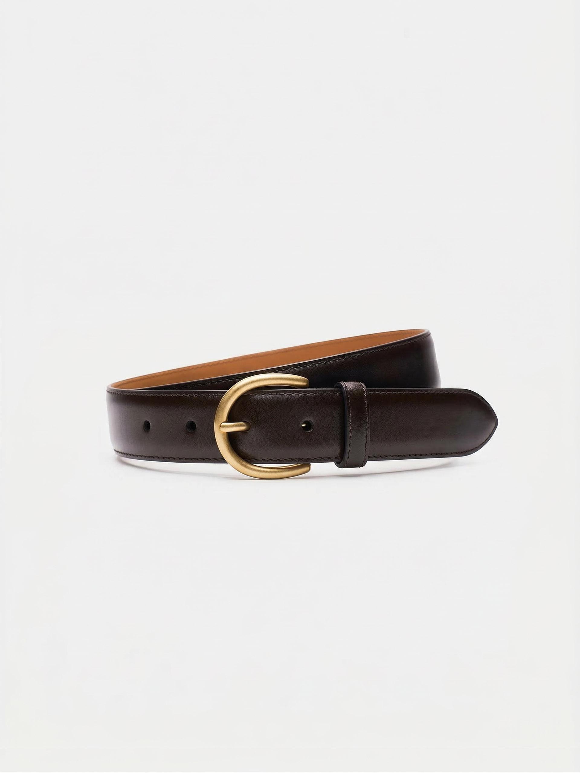 The Belt - Matte Gold Buckle Brown Calf 1