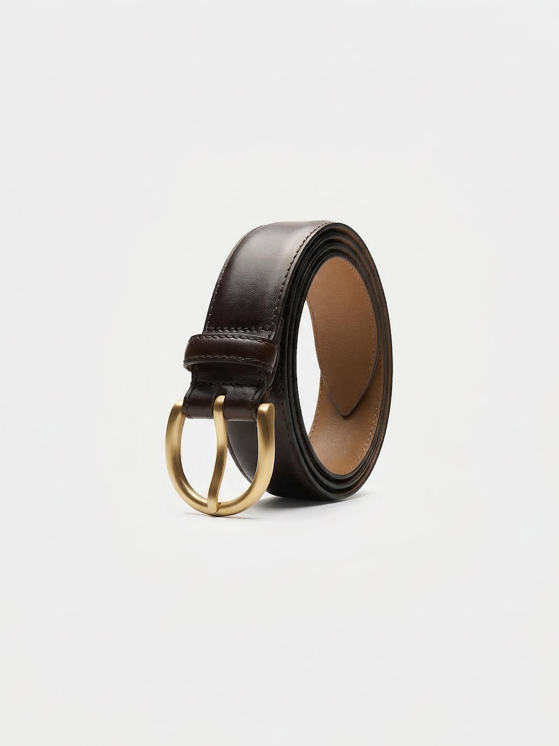 The Belt - Matte Gold Buckle Brown Calf 2