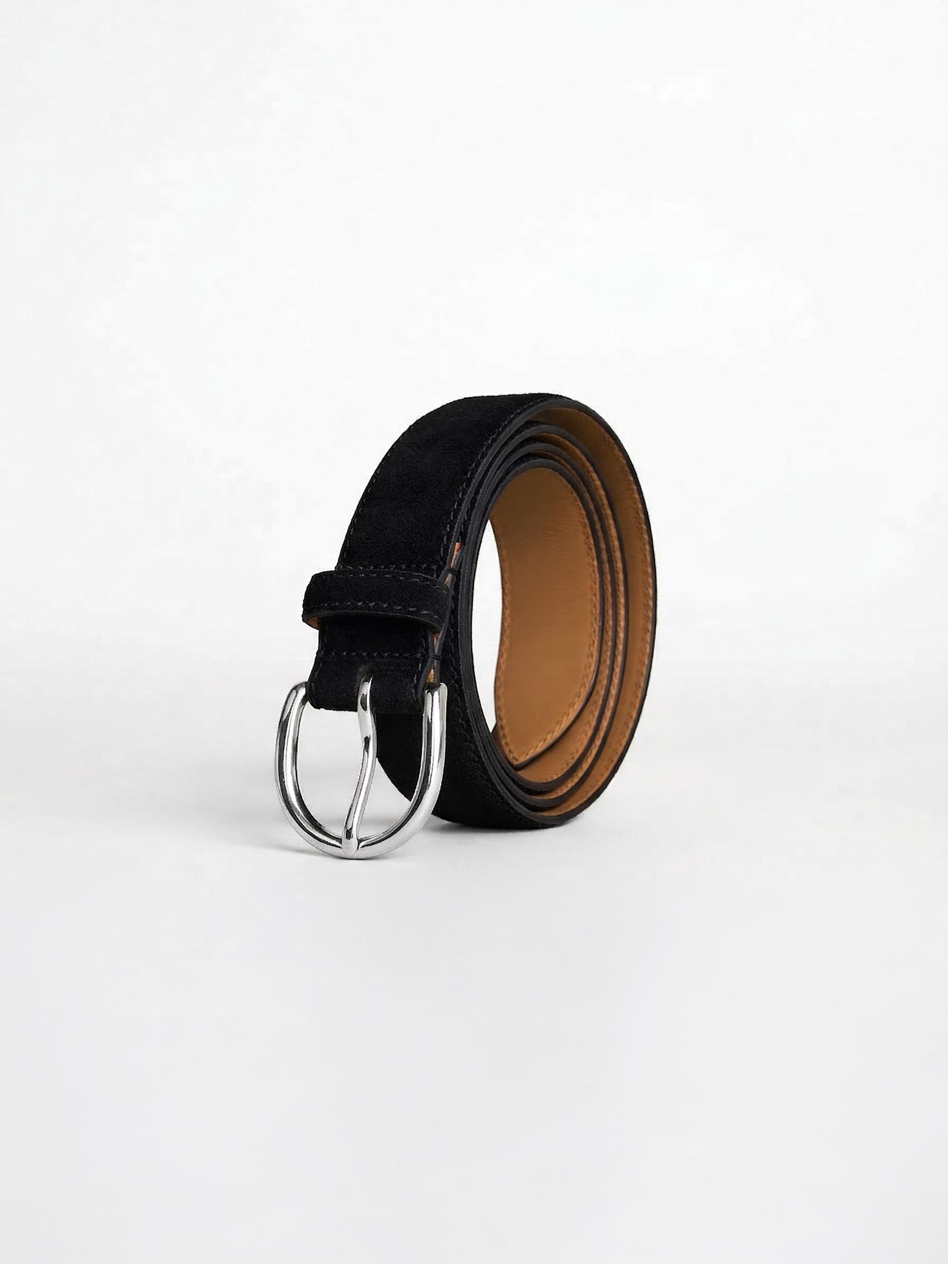 The Belt - Silver Buckle Black Suede 2