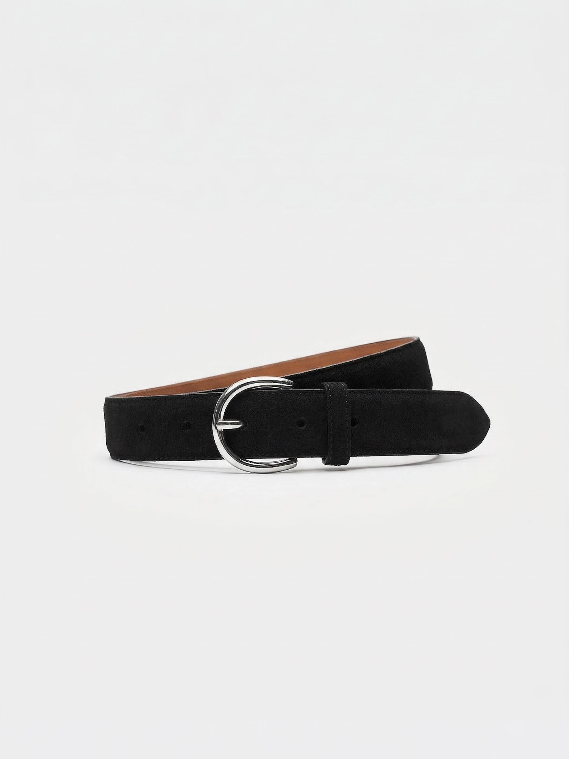The Belt - Silver Buckle Black Suede 1