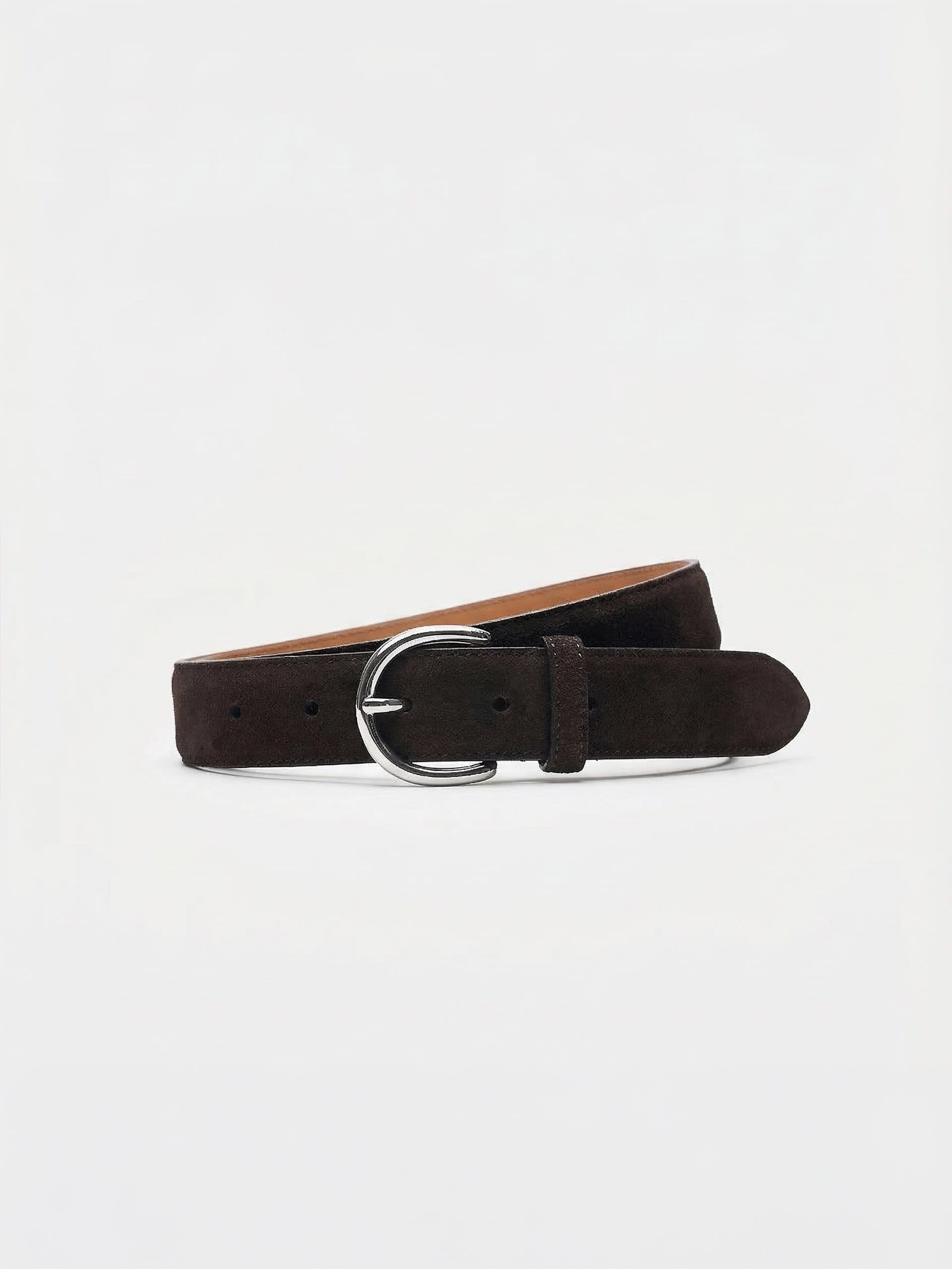 The Belt - Silver Buckle Brown Suede 1