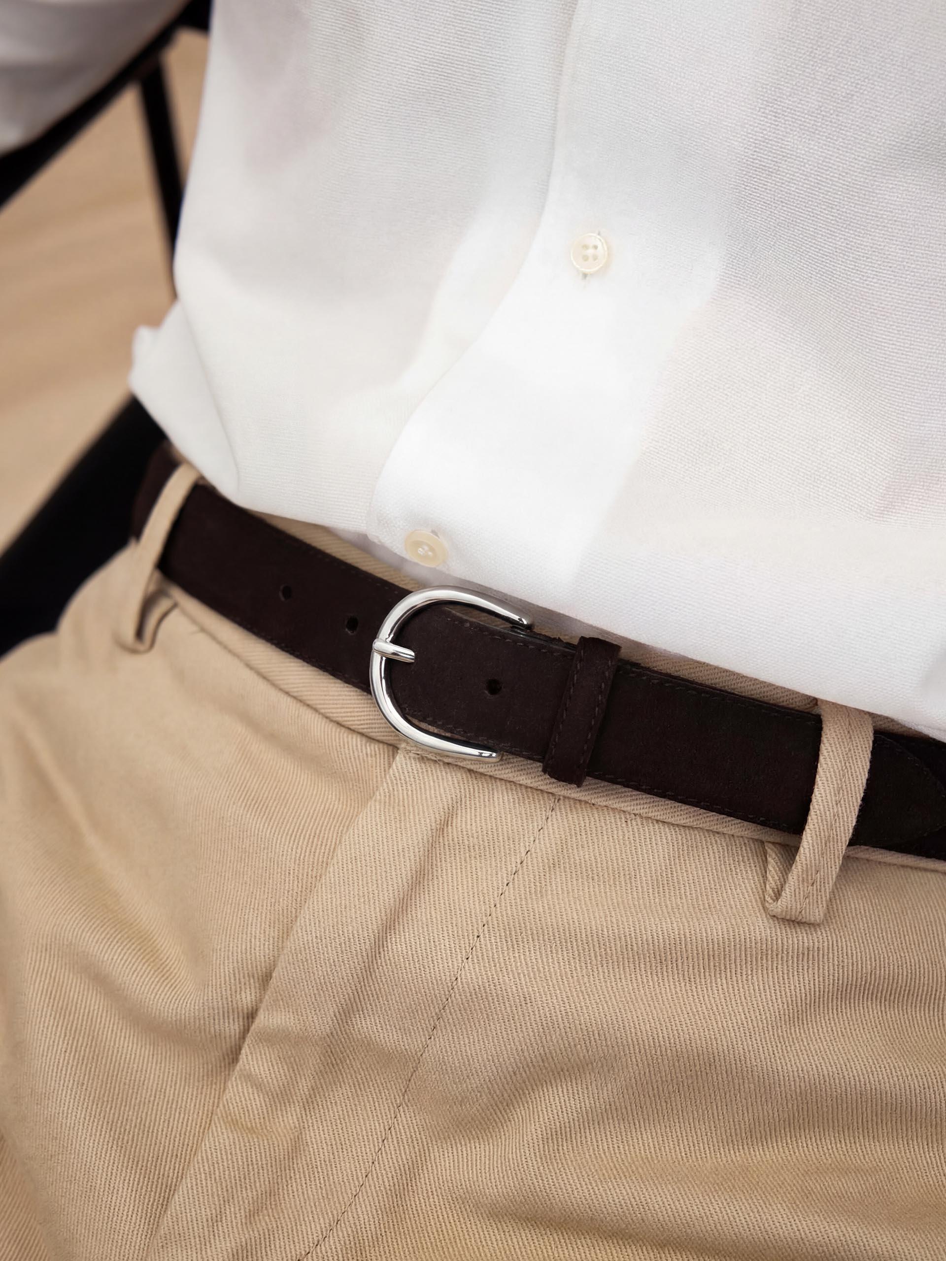 The Belt - Silver Buckle Brown Suede 2