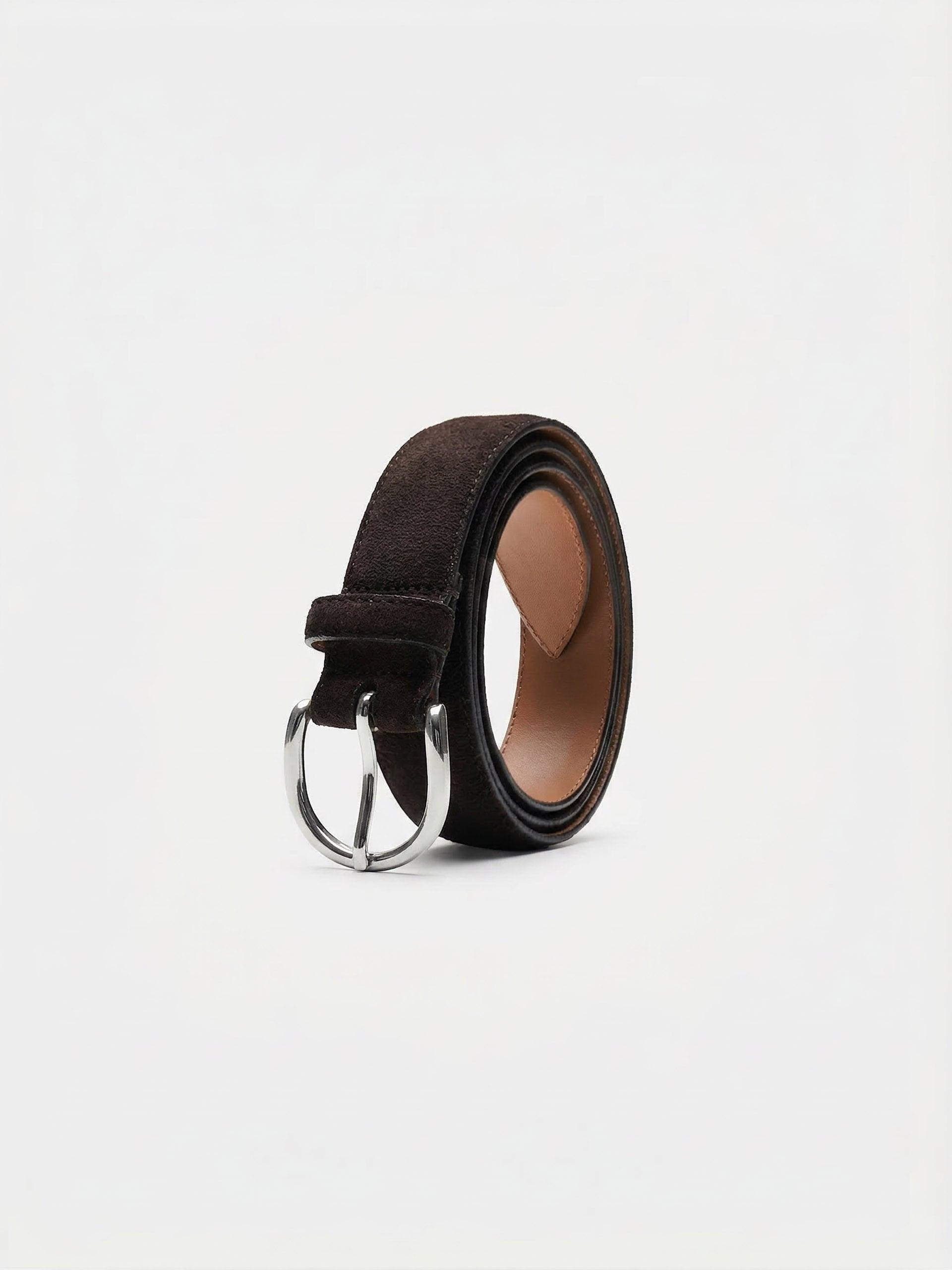 The Belt - Silver Buckle Brown Suede 2