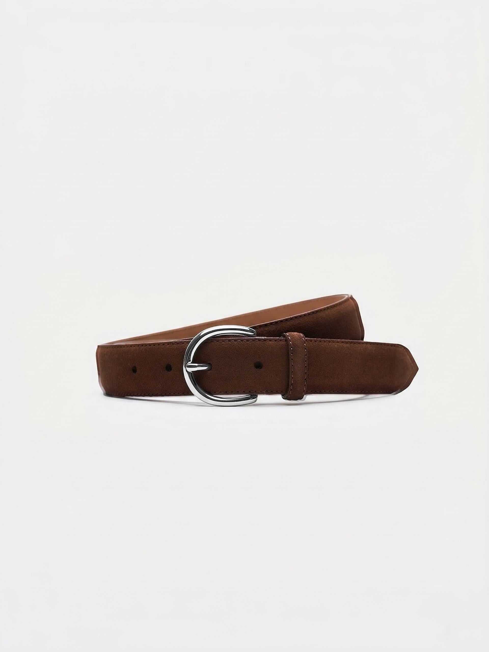 The Belt - Silver Buckle Medium Brown Suede 1