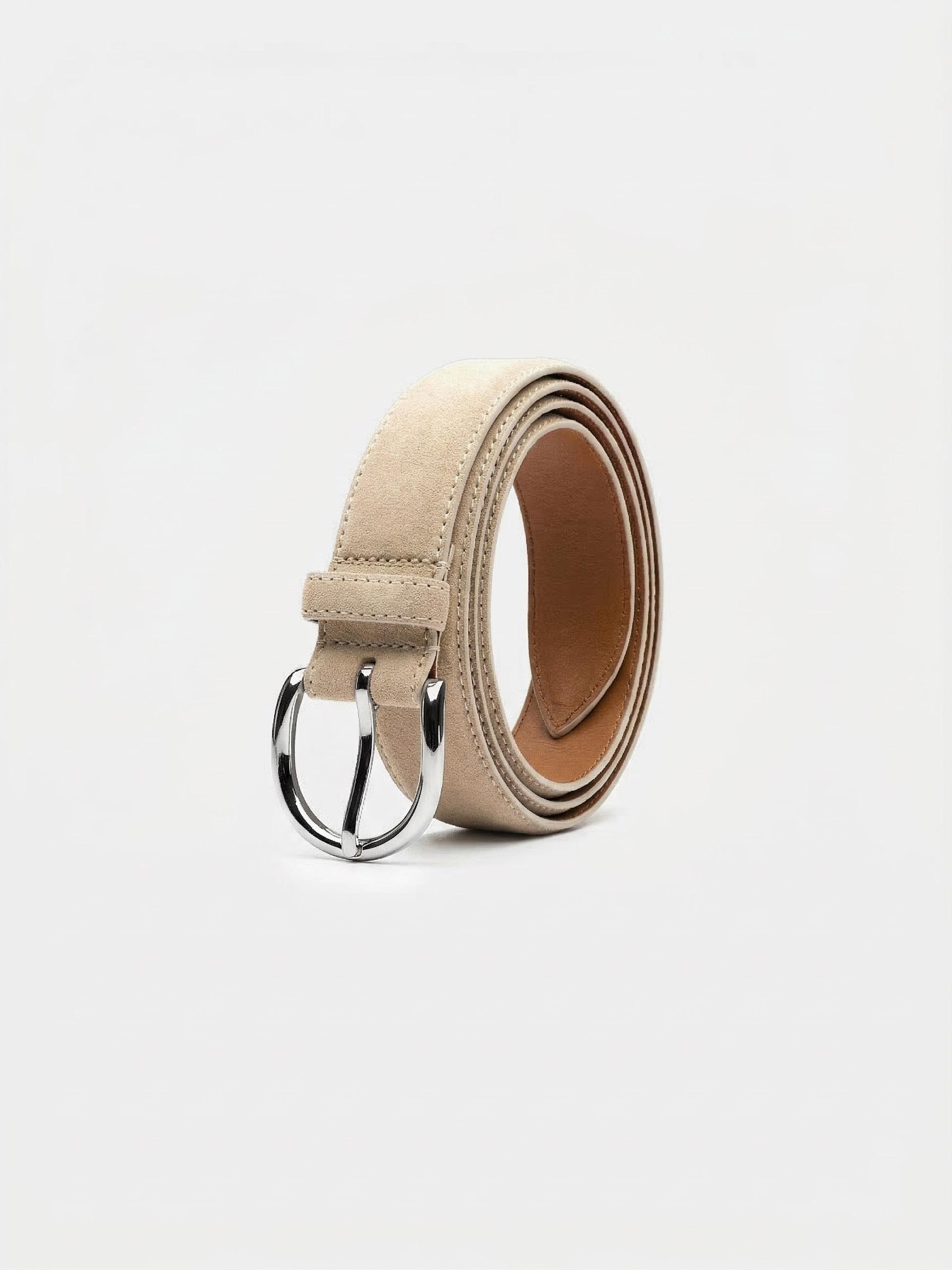 The Belt - Silver Buckle Sand Suede 2