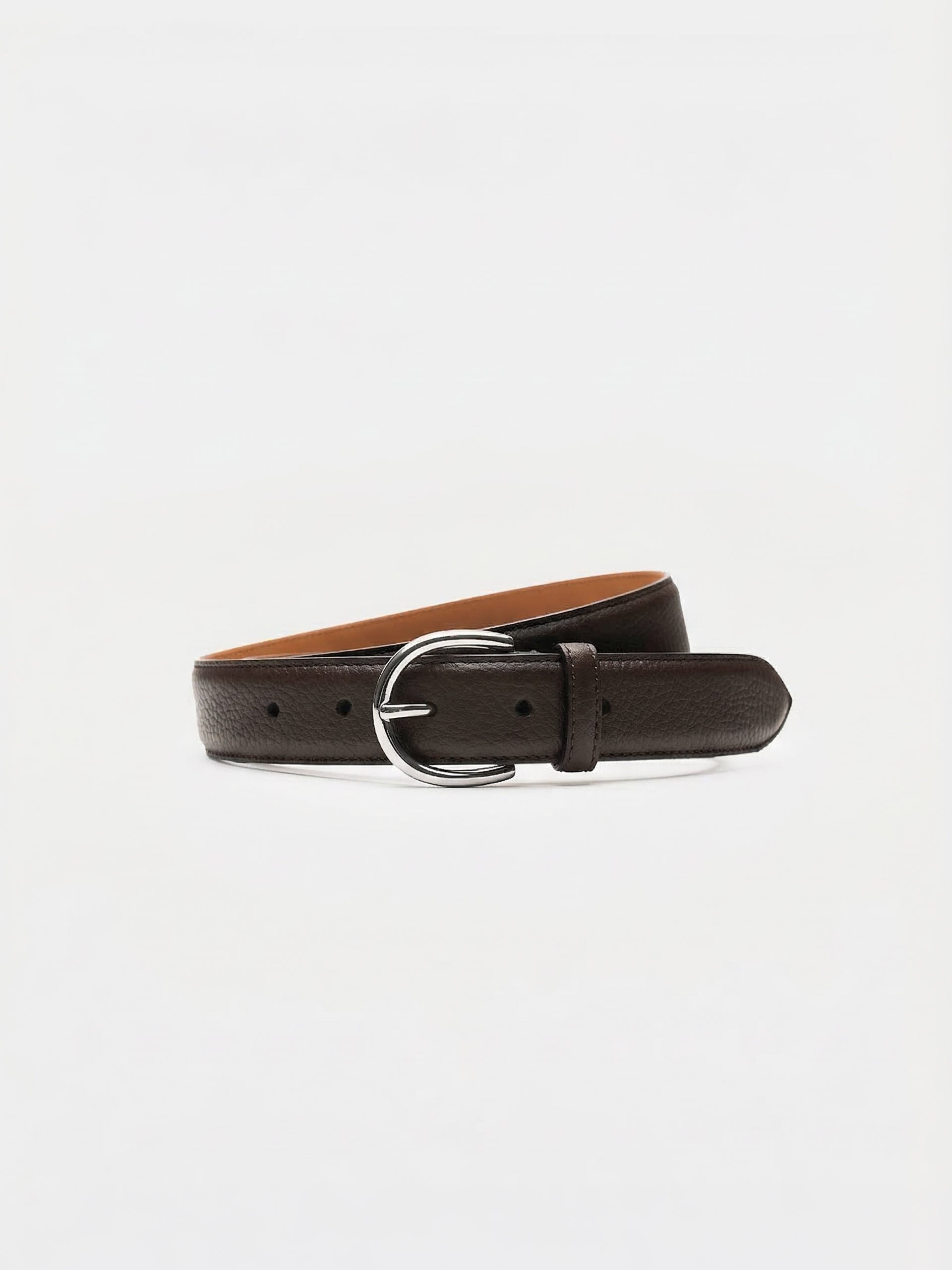 The Belt - Silver Buckle Brown Grain 1