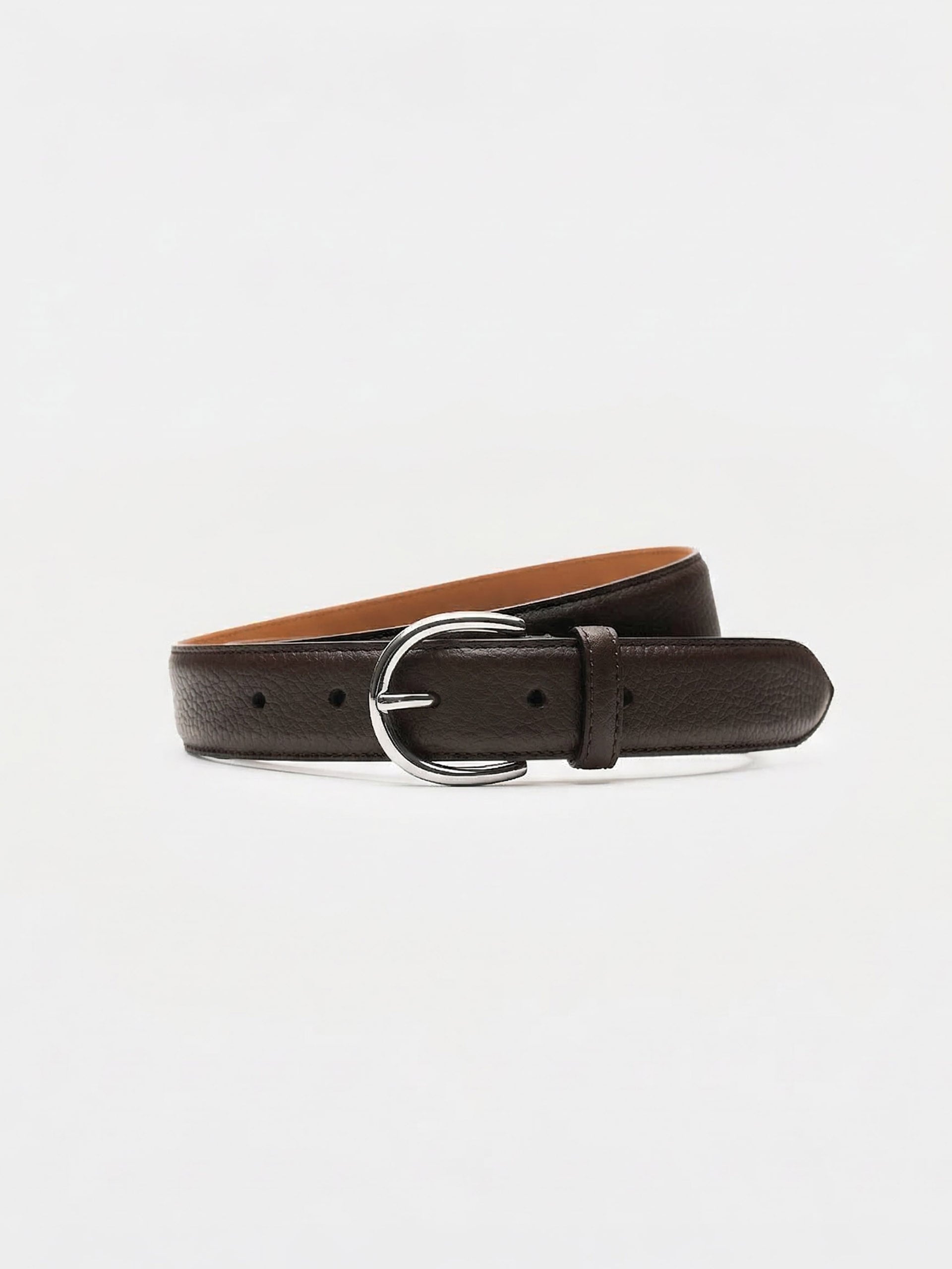 The Belt - Silver Buckle Brown Grain 1