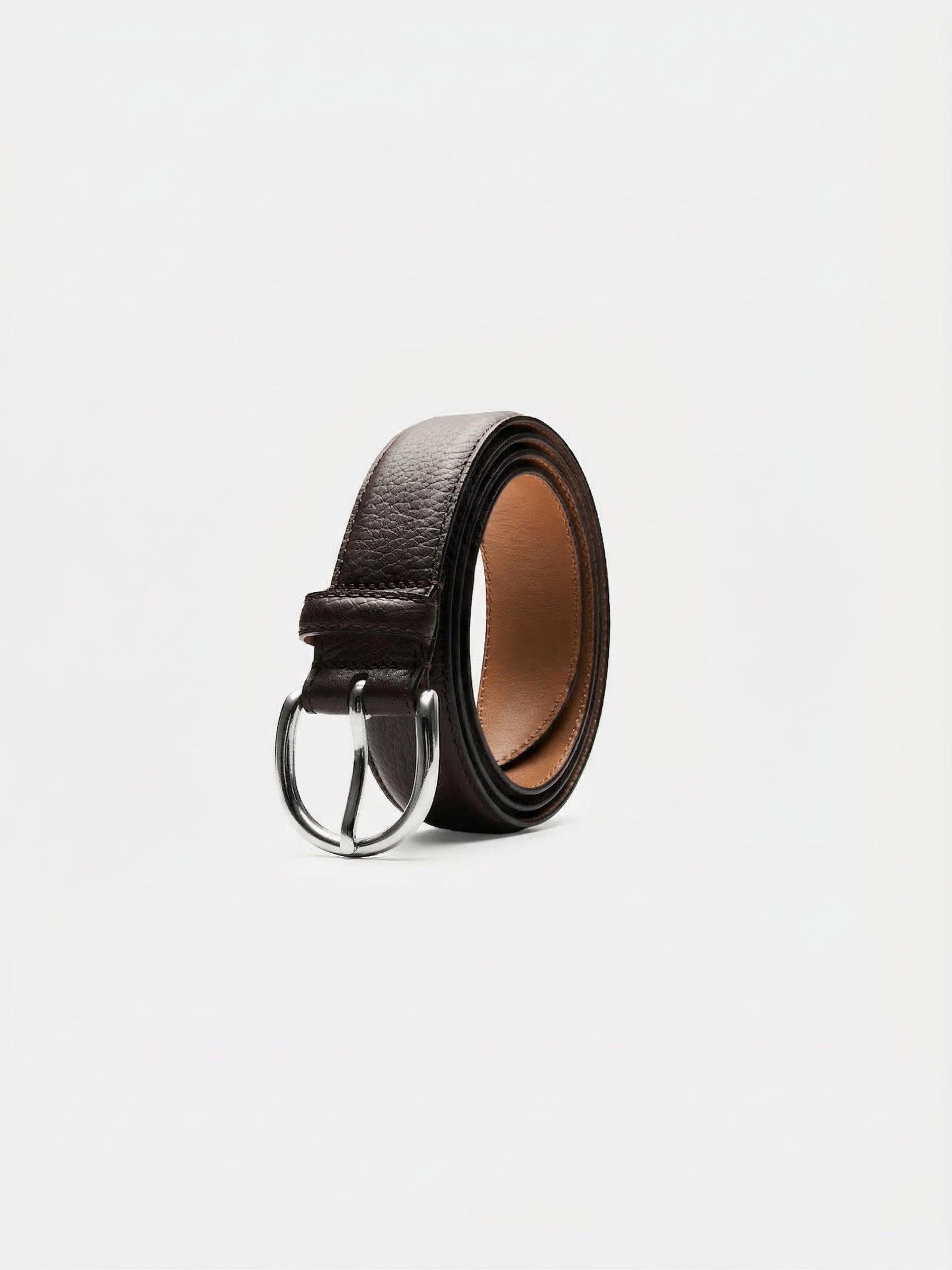 The Belt - Silver Buckle Brown Grain 2