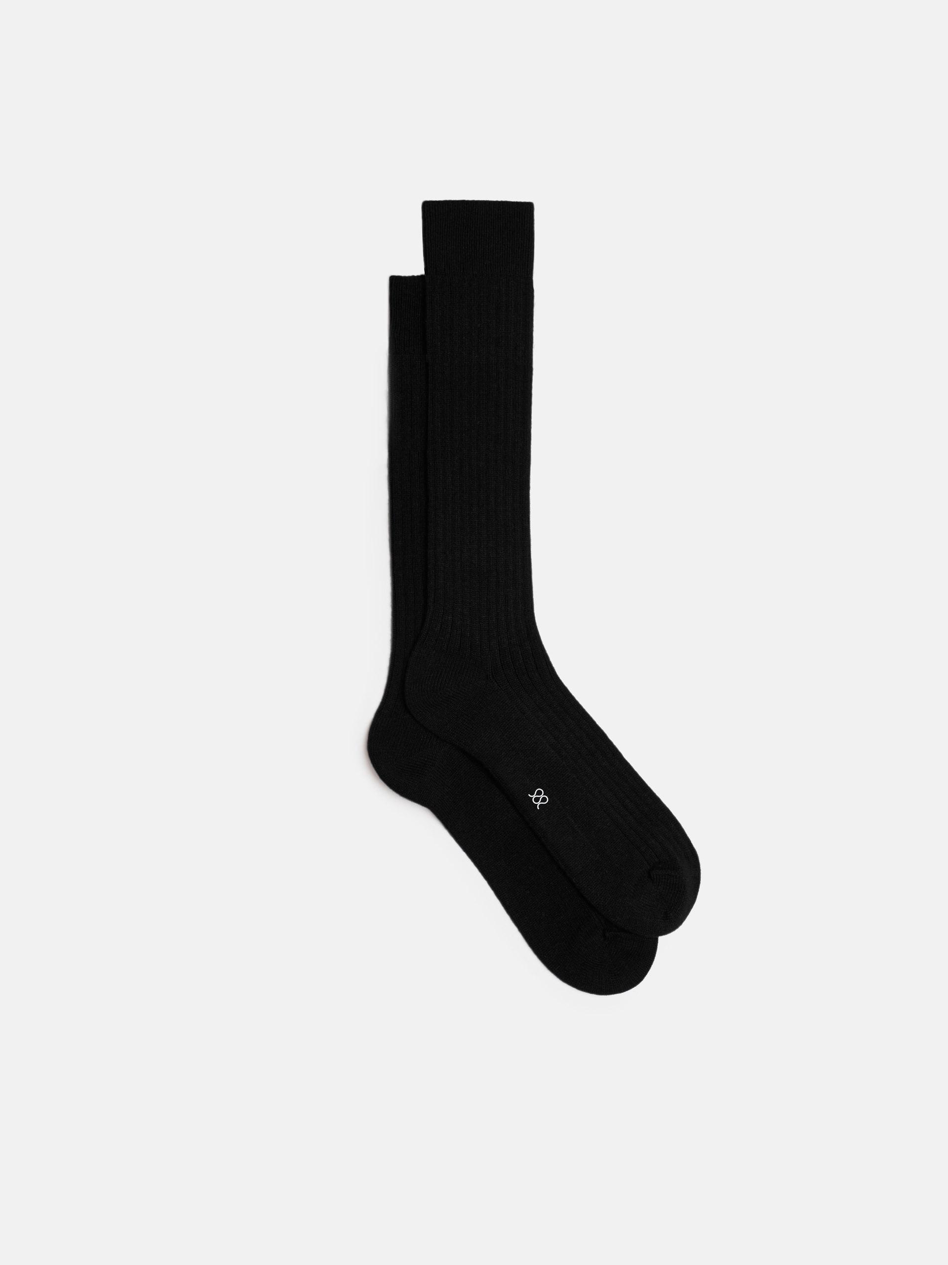 The Wool Sock - Mid Calf Black Ribbed 1