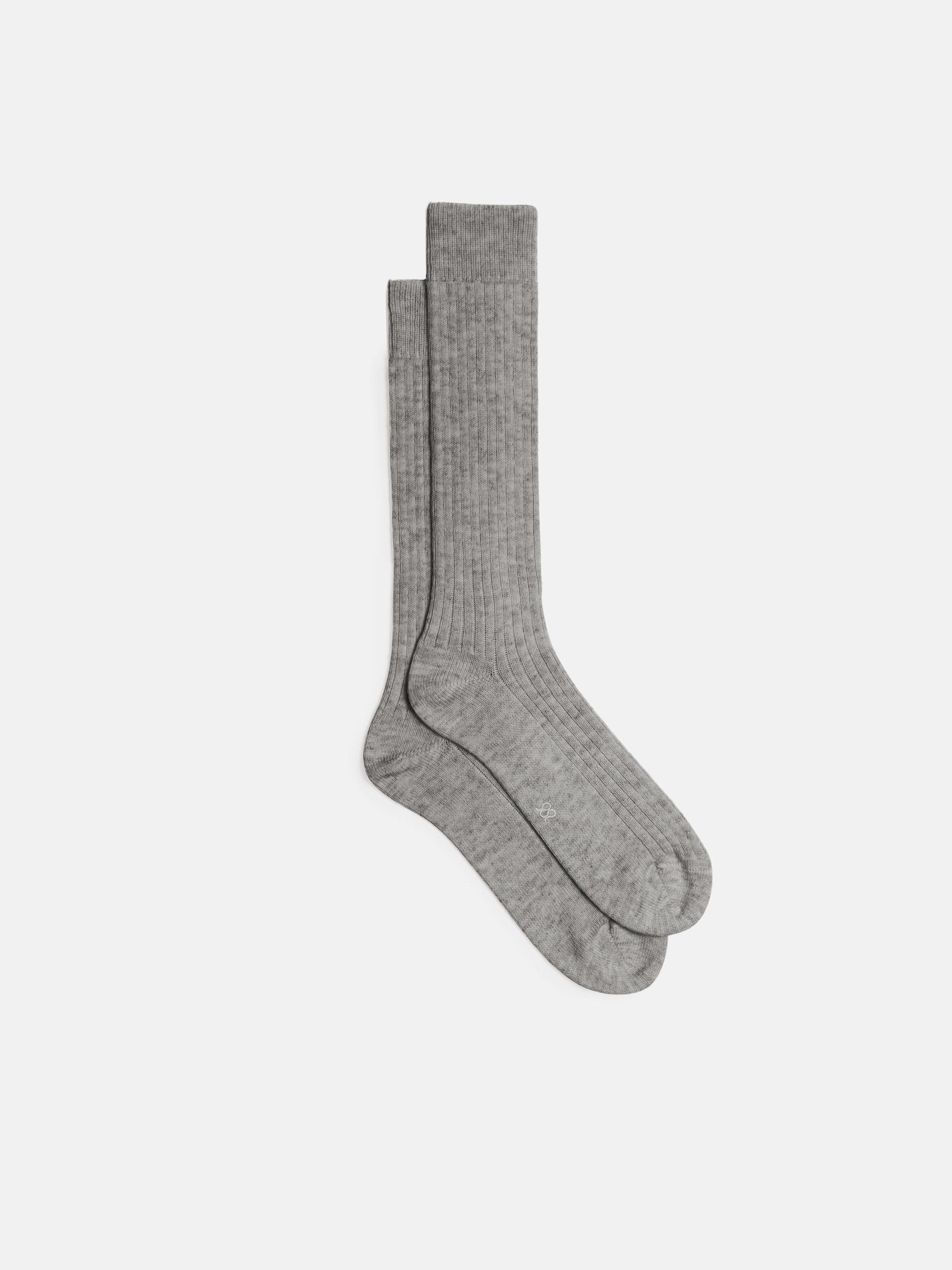 The Wool Sock - Mid Calf Grey Melange Ribbed 1