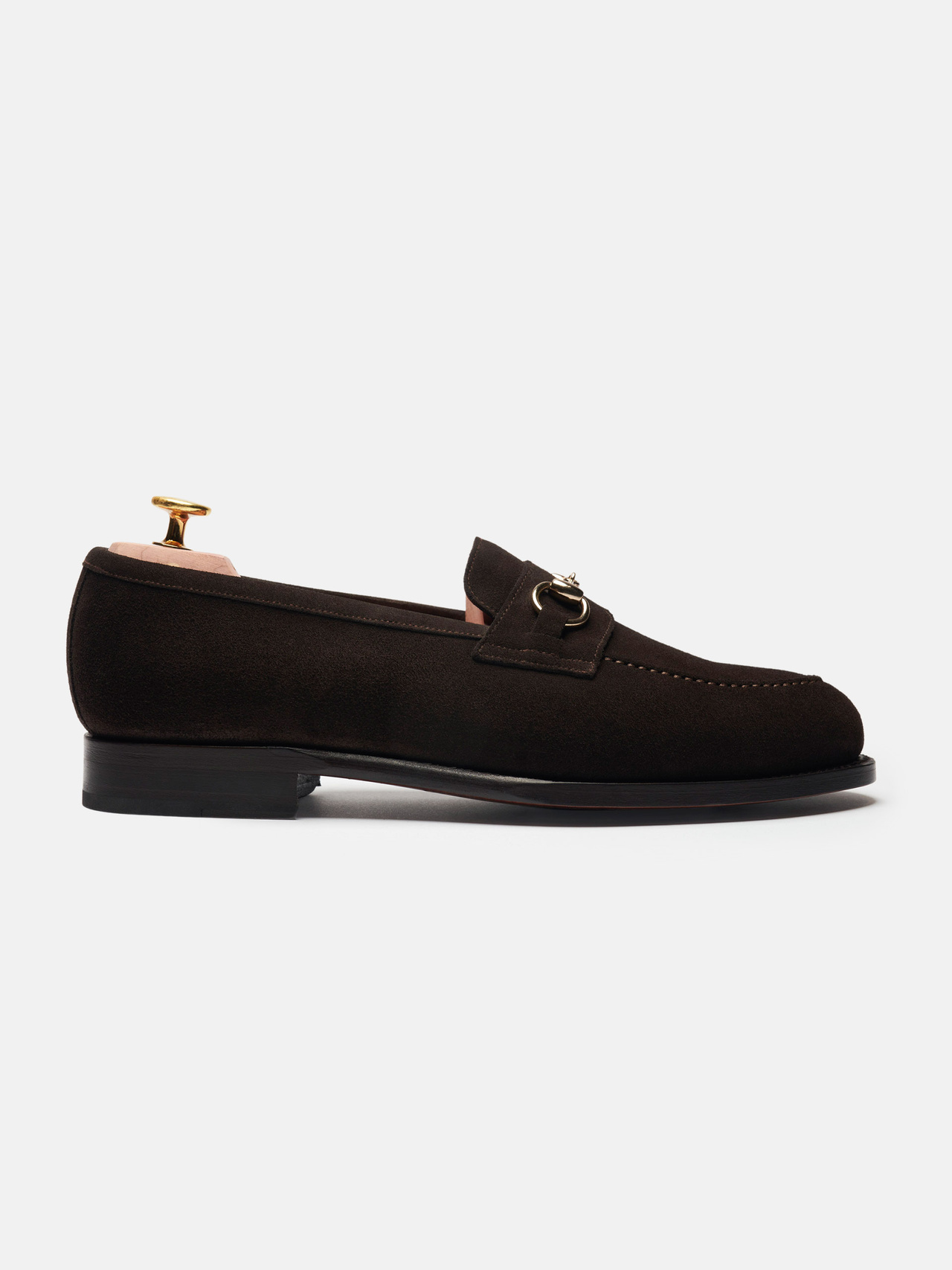 HolloShoe Brown Nubuck Leather Horsebit Loafer