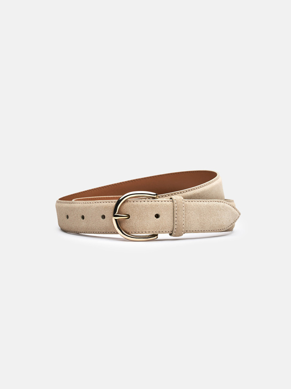 Men's Sand Suede Belt – Gold Buckle | MORJAS