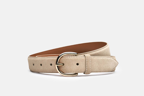 [OPEN YY] / ☆ 25SS WIDE SUEDE LEATHER BELT / BEIGE Beige-Suede-Square-Buckle-Belt