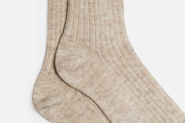 The Wool Sock - Ecru Ribbed - Mid Calf | MORJAS