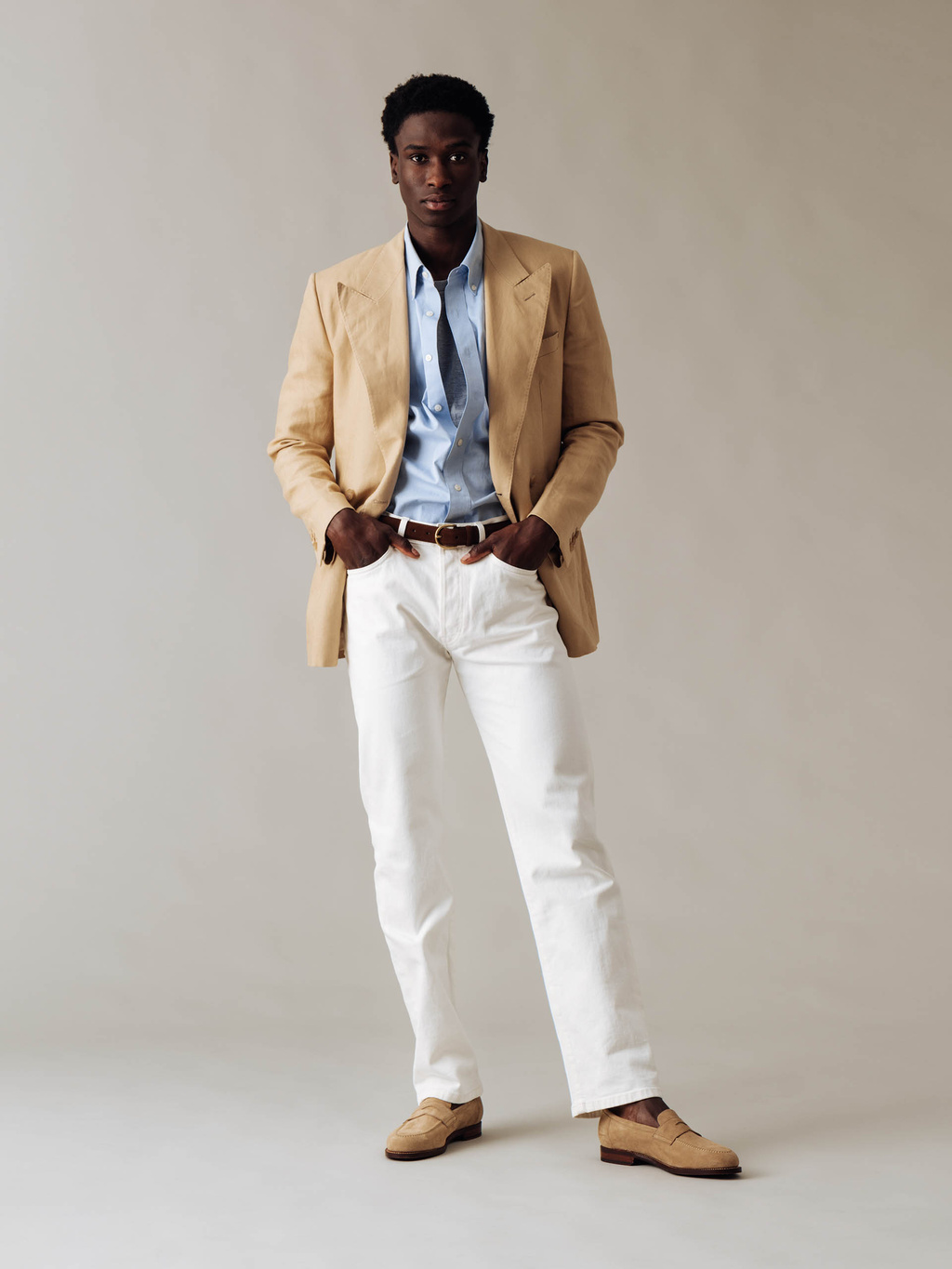 Luxurious Sand Suede Penny Loafers main image 0