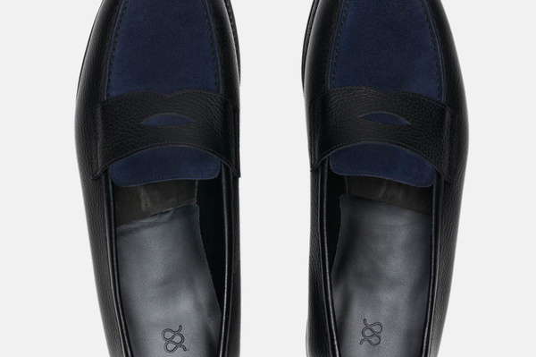 Penny Loafer – Black Grain & Navy Suede | Goodyear | MORJAS display picture 2